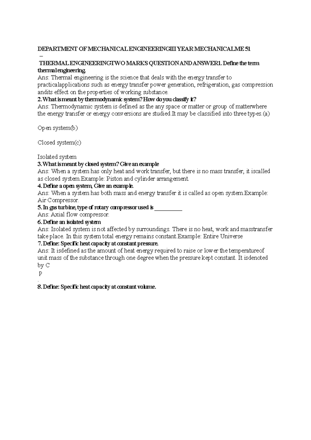 Thermal Engineering - Notes - DEPARTMENT OF MECHANICAL ENGINEERINGIII ...