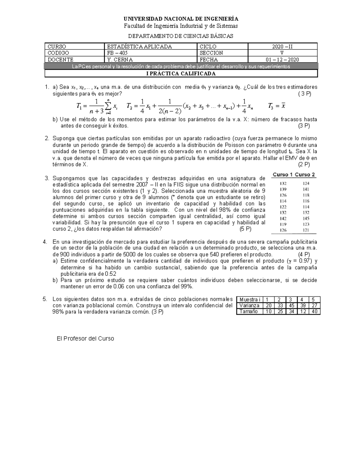 I PC - FB405 - 2020 - II - 1ra Práctica Calificada - UNIVERSIDAD ...