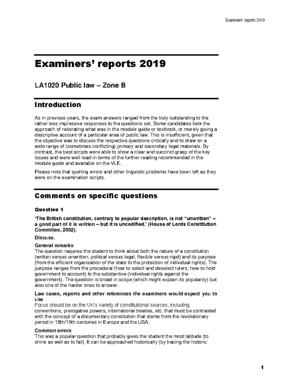 Public report 2019 B - Examiners’ reports 2019 Examiners’ reports 2019 ...