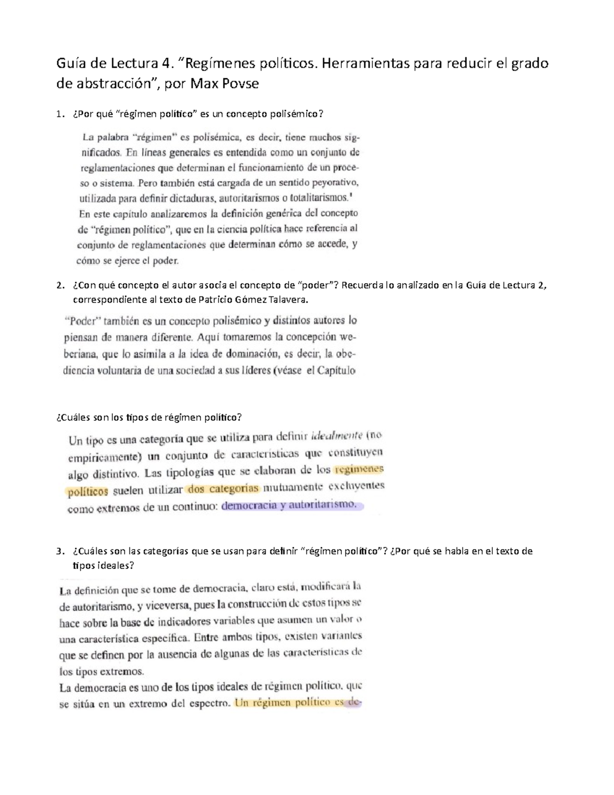 ICSE B CIV Guía De Lectura 4 - Guía De Lectura 4. “Regímenes Políticos ...