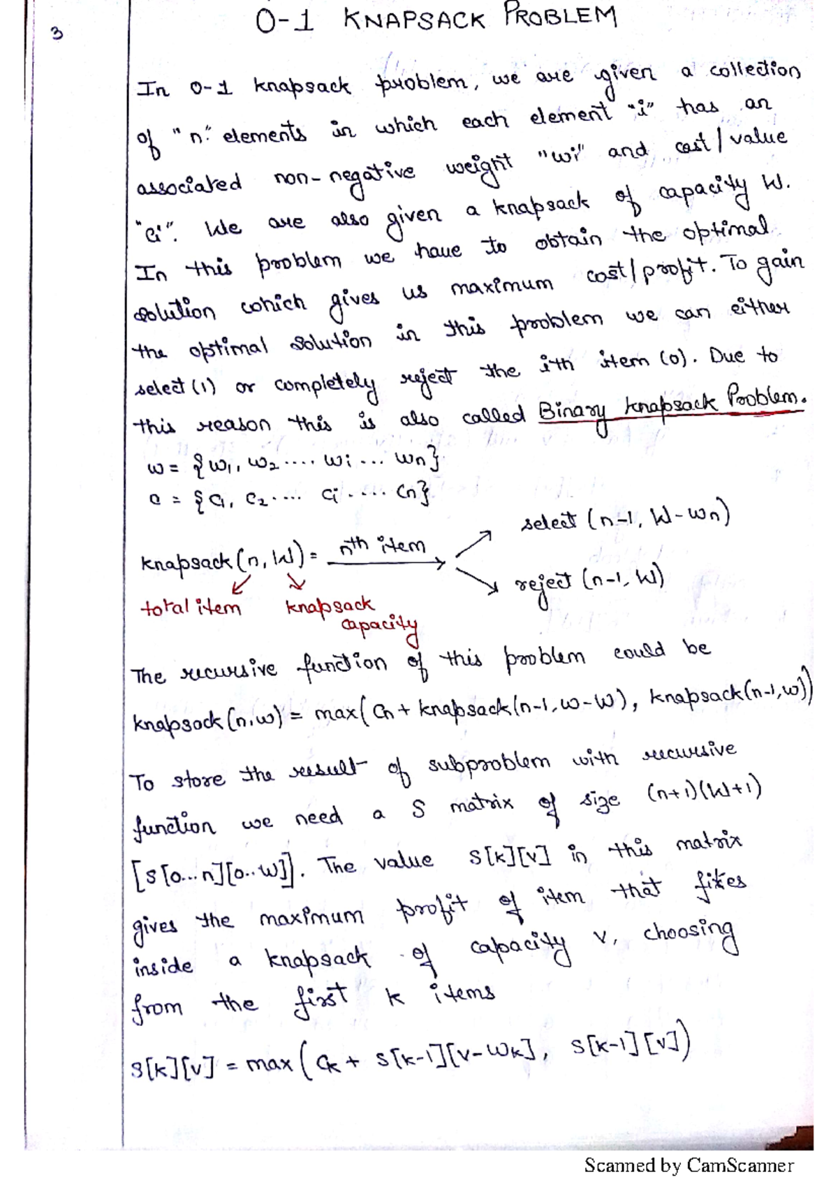 0-1 knapsack problem - unit-4 - Design analysis of algorithm - Studocu