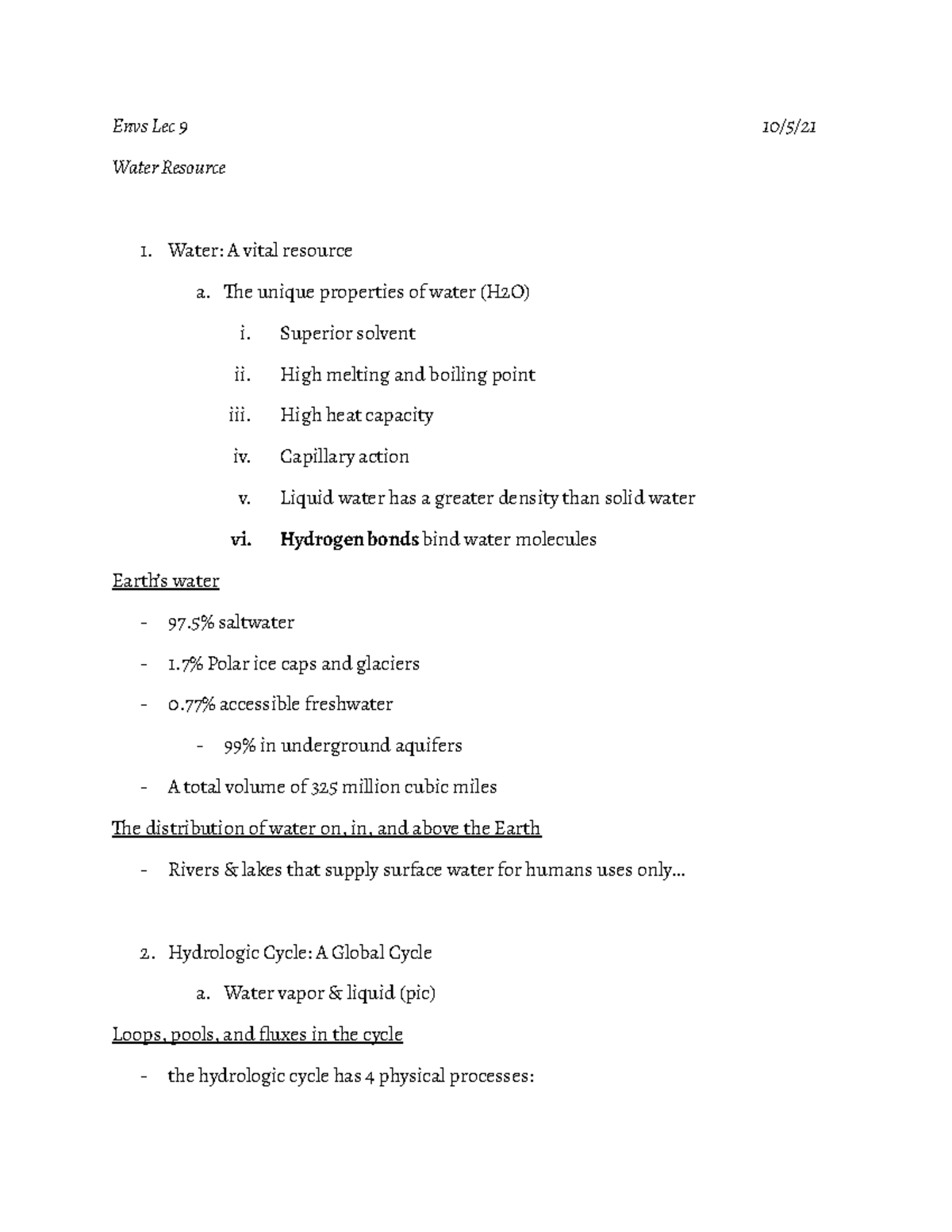 Envs Lec 9 - Detailed Notes From Class - Essential For Pop Quizzes And ...