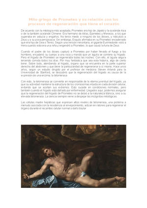 Prometeo y su desarrollo a lo largo de la mitologia griega - Mito griego de  Prometeo y su relación - Studocu