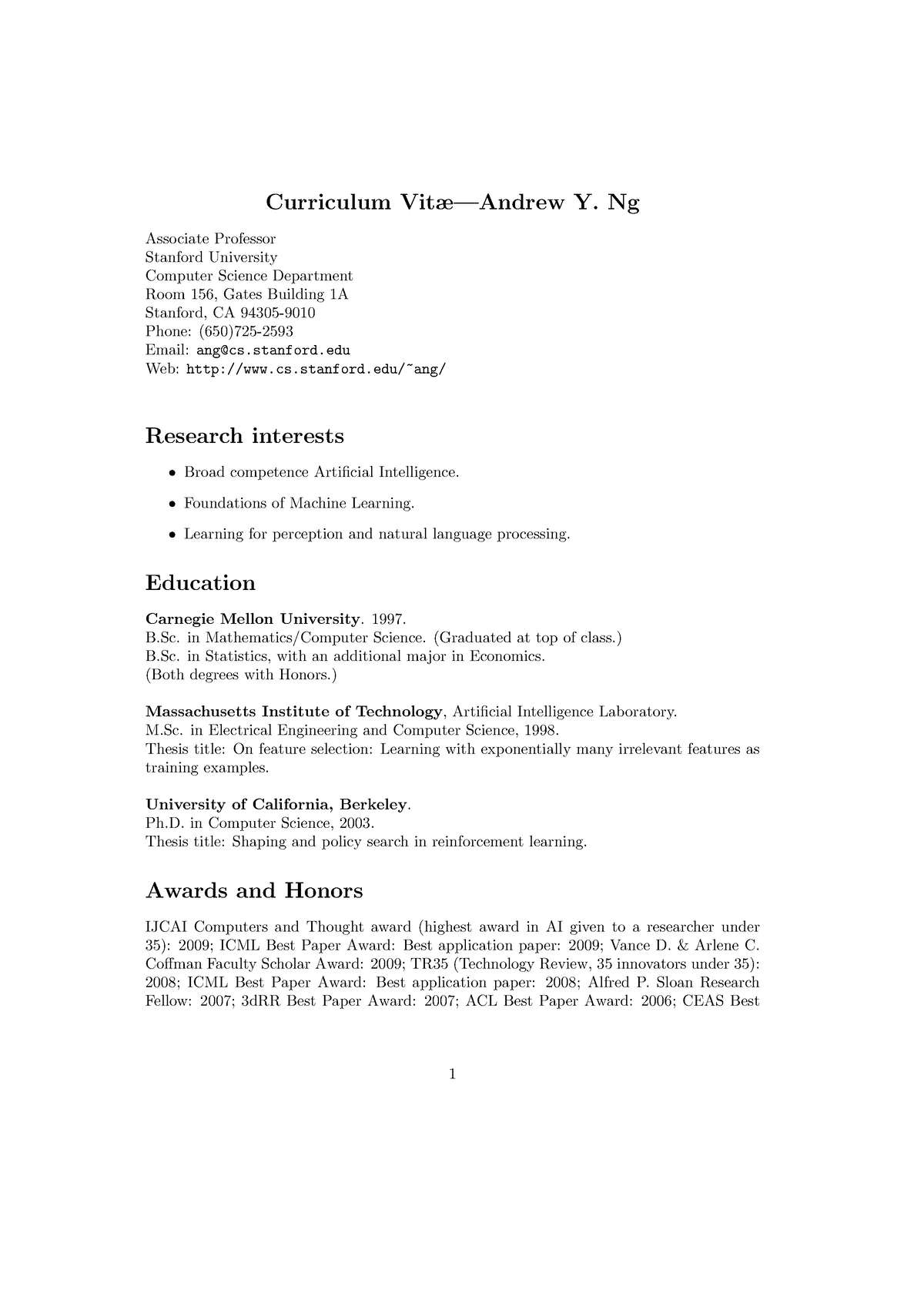 Curriculum-vitae - Ref - Curriculum Vitæ—Andrew Y. Ng Associate ...