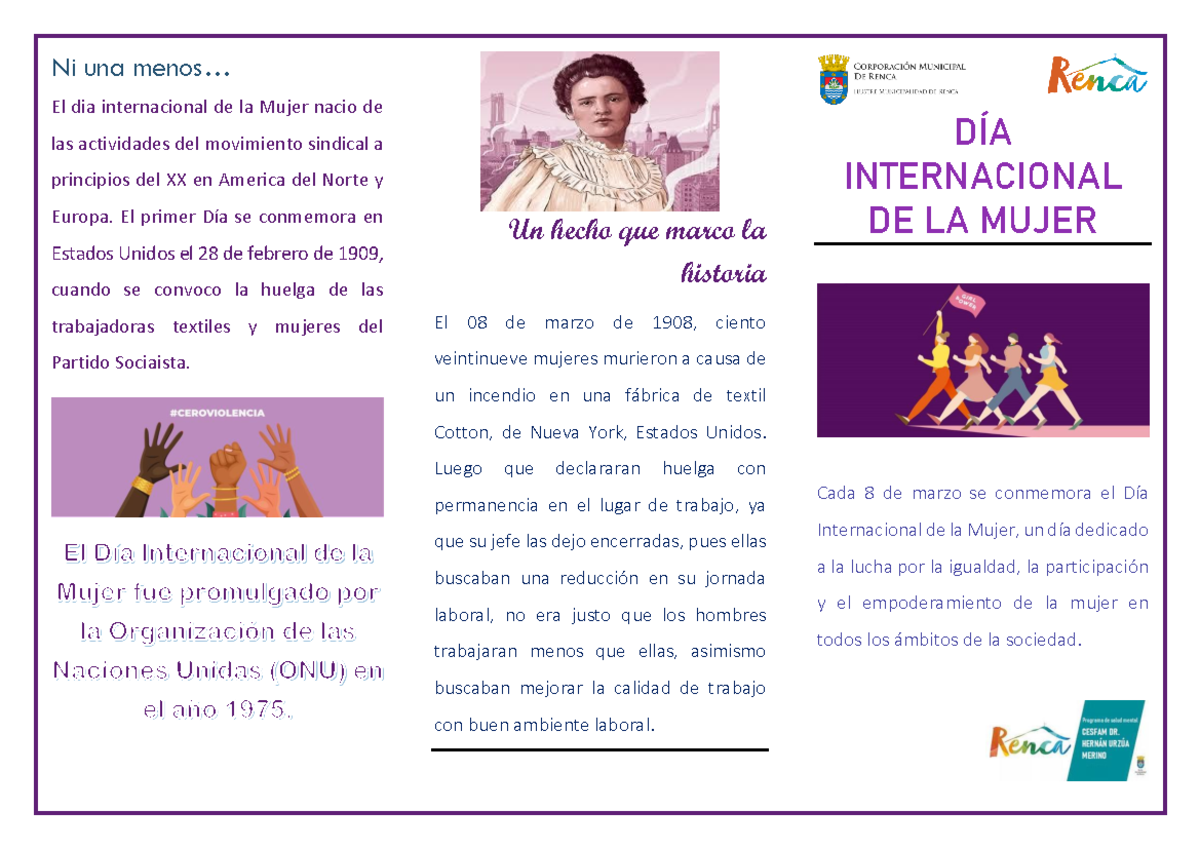 Triptico 8M PDF - Ni una menos... El dia internacional de la Mujer