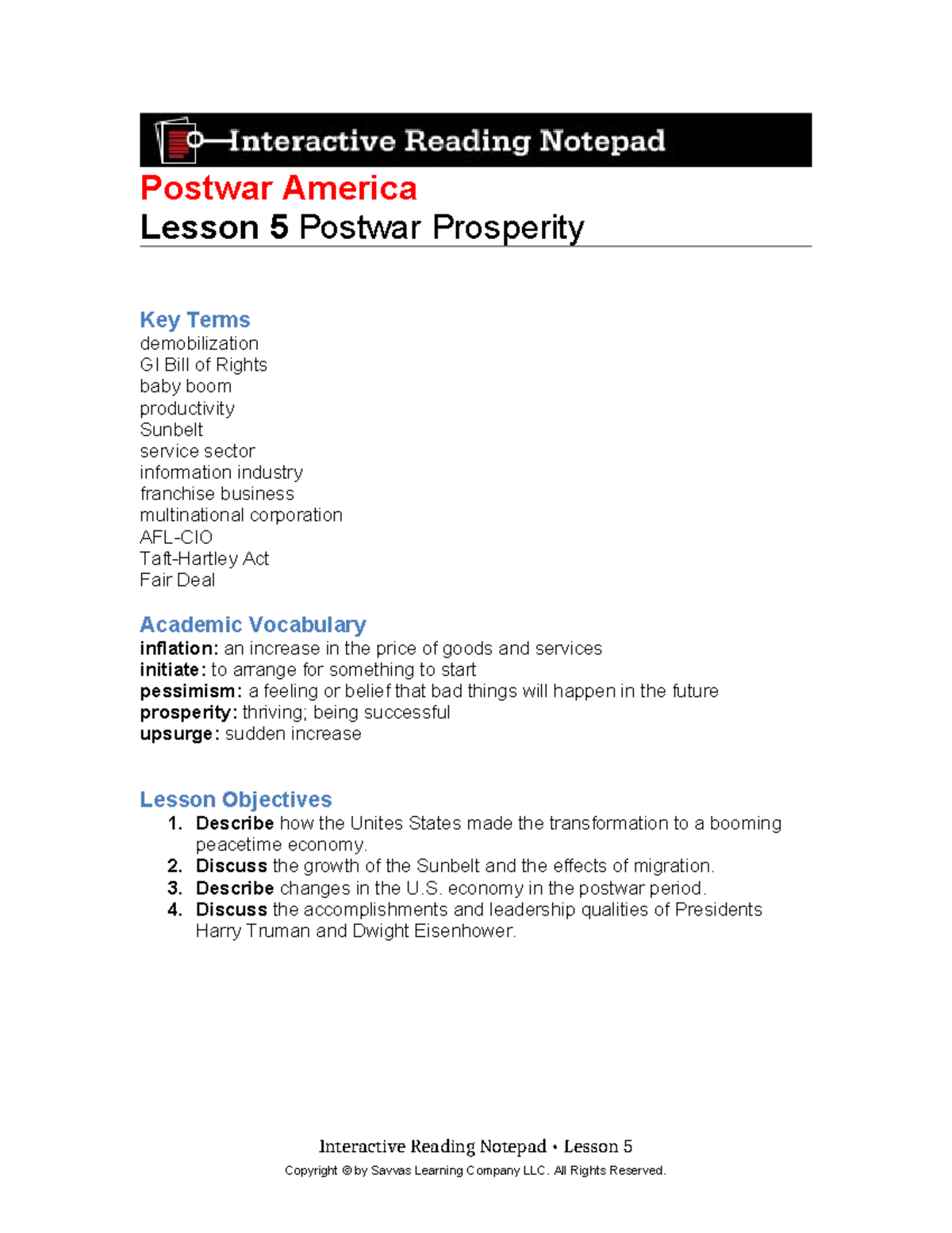 1122 NGSS HSUS T15 L5 INP - Postwar America Lesson 5 Postwar Prosperity ...