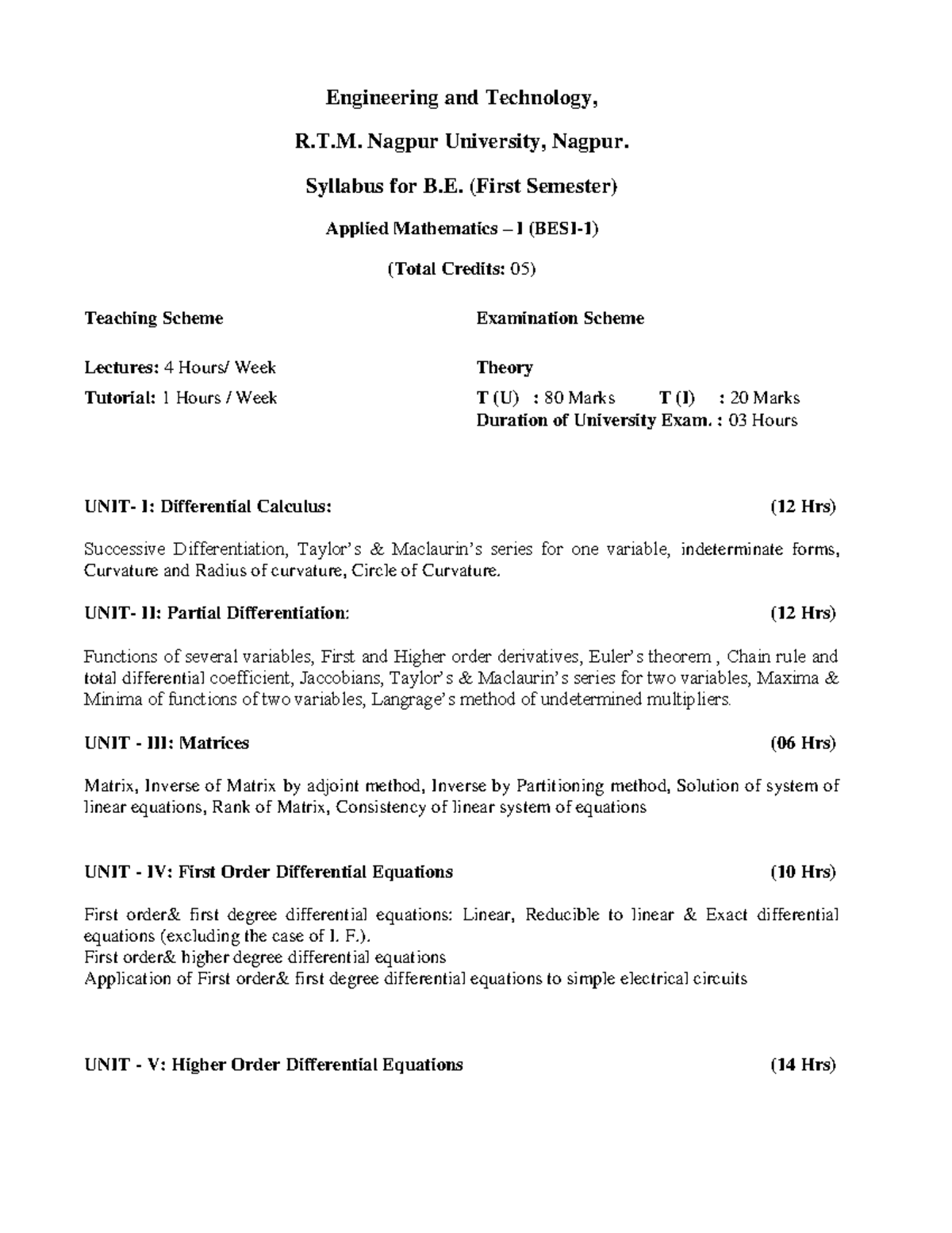 Syllabus for B - hiii - Engineering and Technology, R.T. Nagpur ...