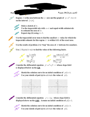HW 34 - Homework over Volume, trap, and Euler method. - Ball High ...