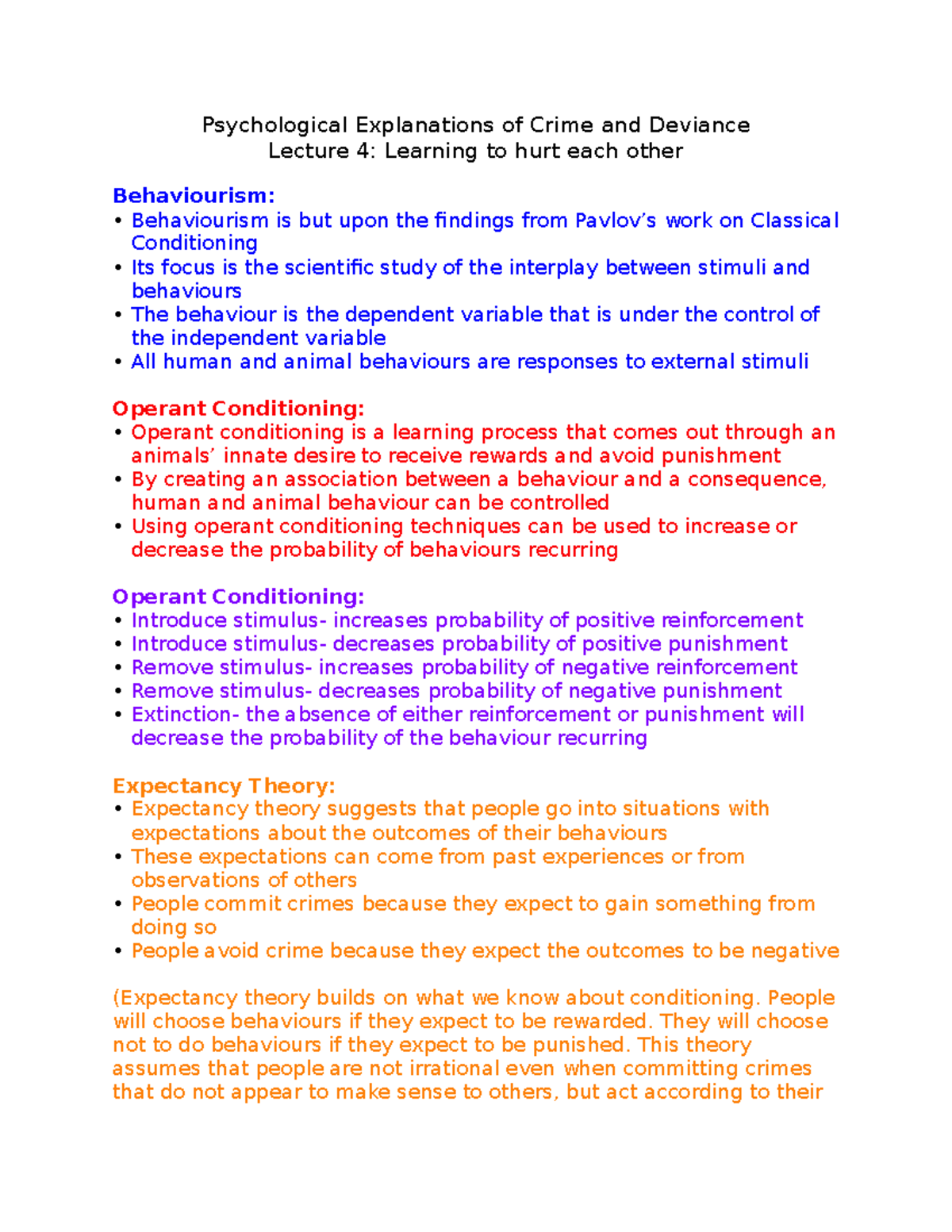 CRIM 105-Lecture 4 - Lecture notes 4 - Psychological Explanations of ...
