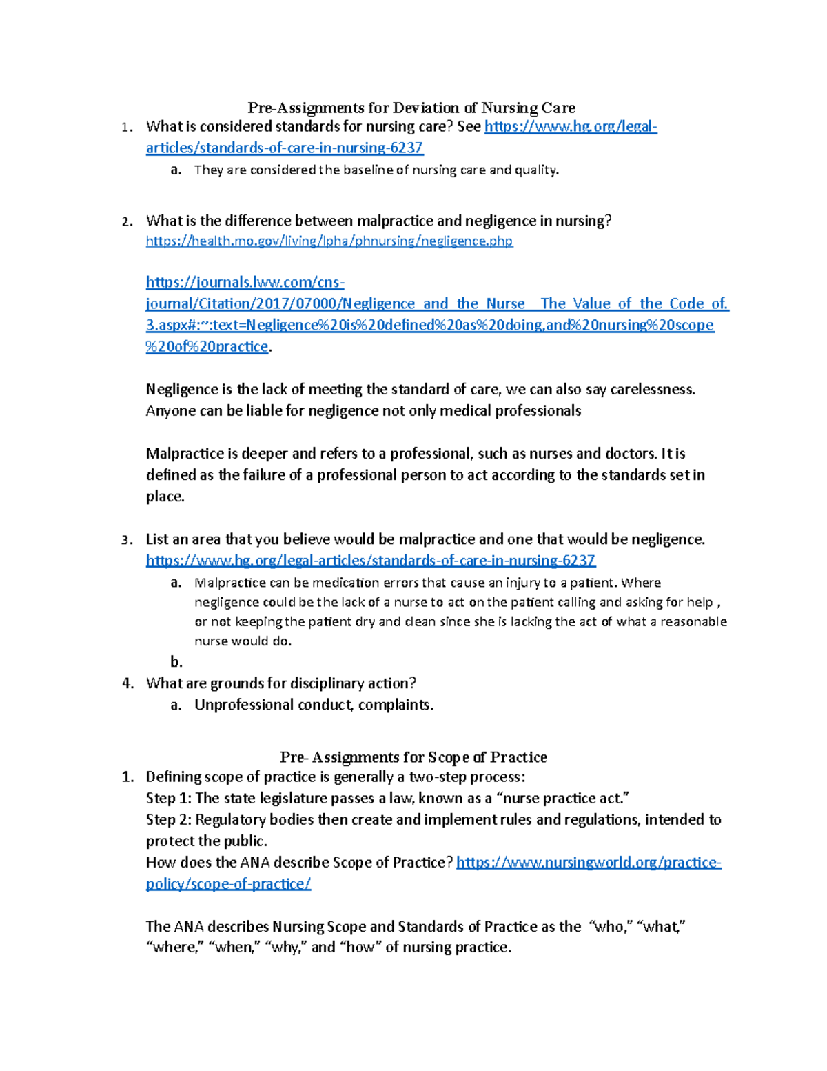 Pre-Assignment for wk 2-1 - Pre-Assignments for Deviation of Nursing ...