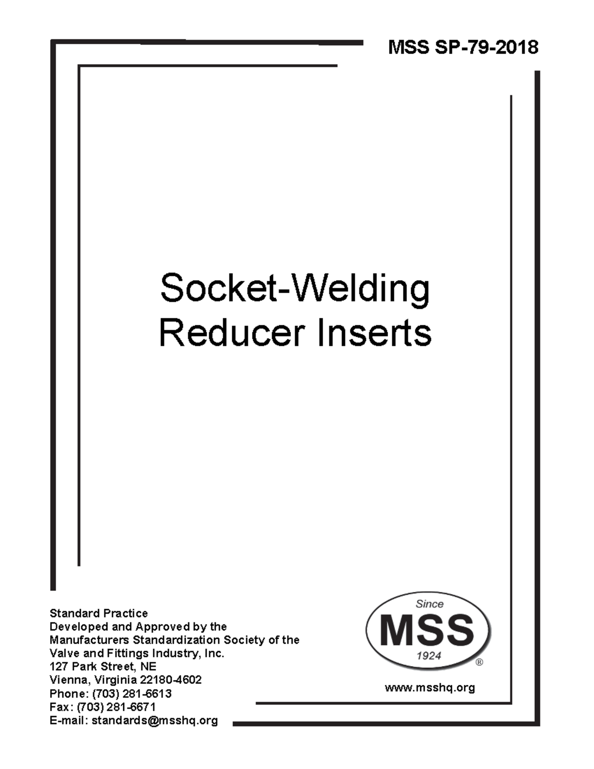 MSS SP79 2018 SocketWelding Reducer Inserts MSS SP79 Socket