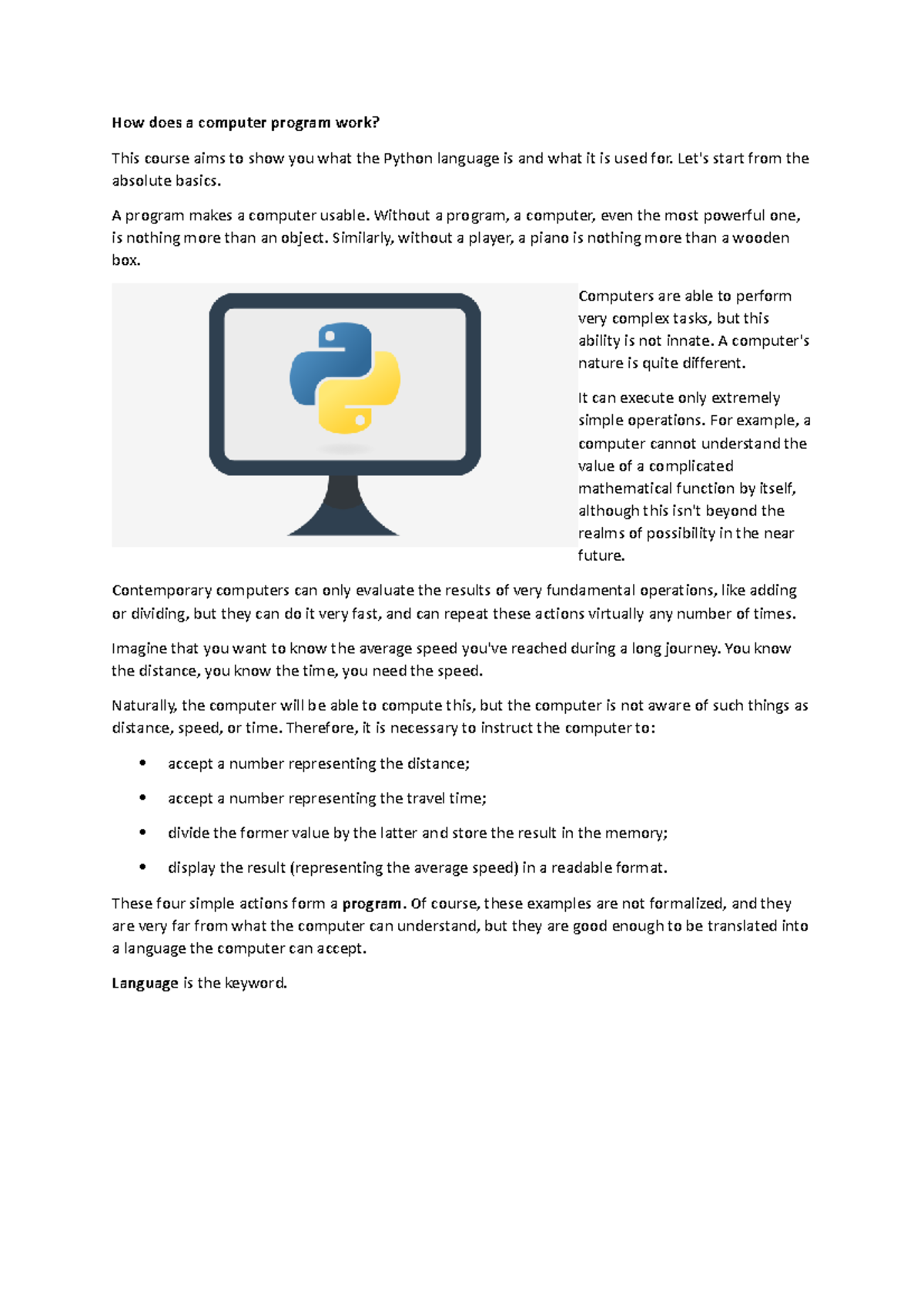 1. Programming - Absolute Basics - How does a computer program work ...