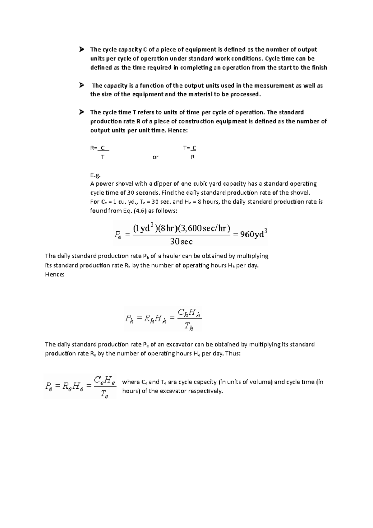 Lecture 1b: Equipment COST formulae - The cycle capacity C of a piece ...