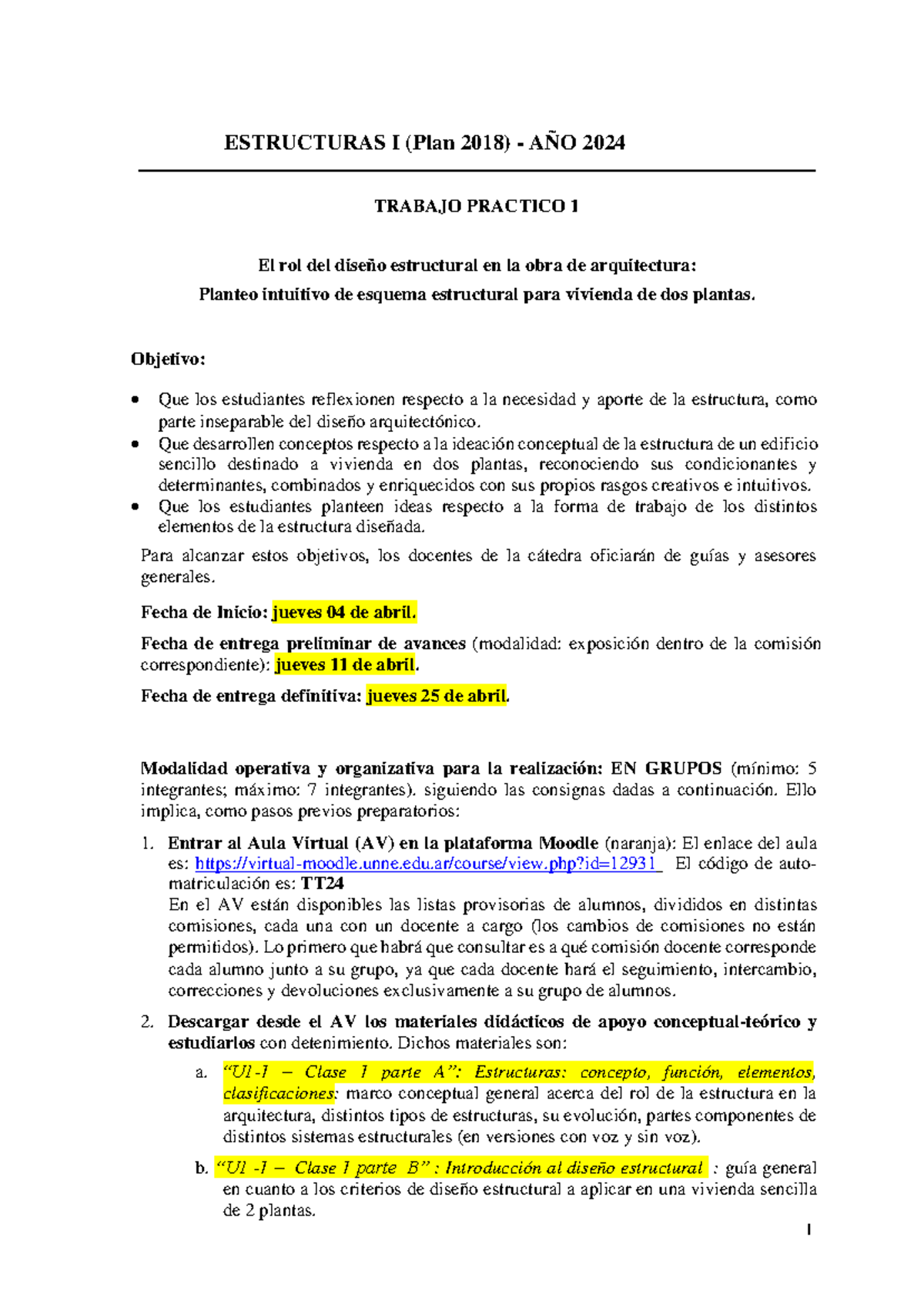 E1-Consigna TP1 - 2024 - FFFF - 1 ESTRUCTURAS I (Plan 2018) - AÑO 202 4 ...