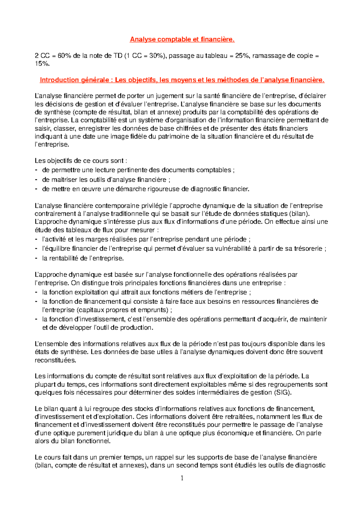 Comptabilite Analytique Analyse Comptable Et Financi Re Cc 60 De La Note De Td Cc 30 Passage Au Tableau 25 Ramassage De Copie 15 Introduction Rale Les Objectifs Studocu