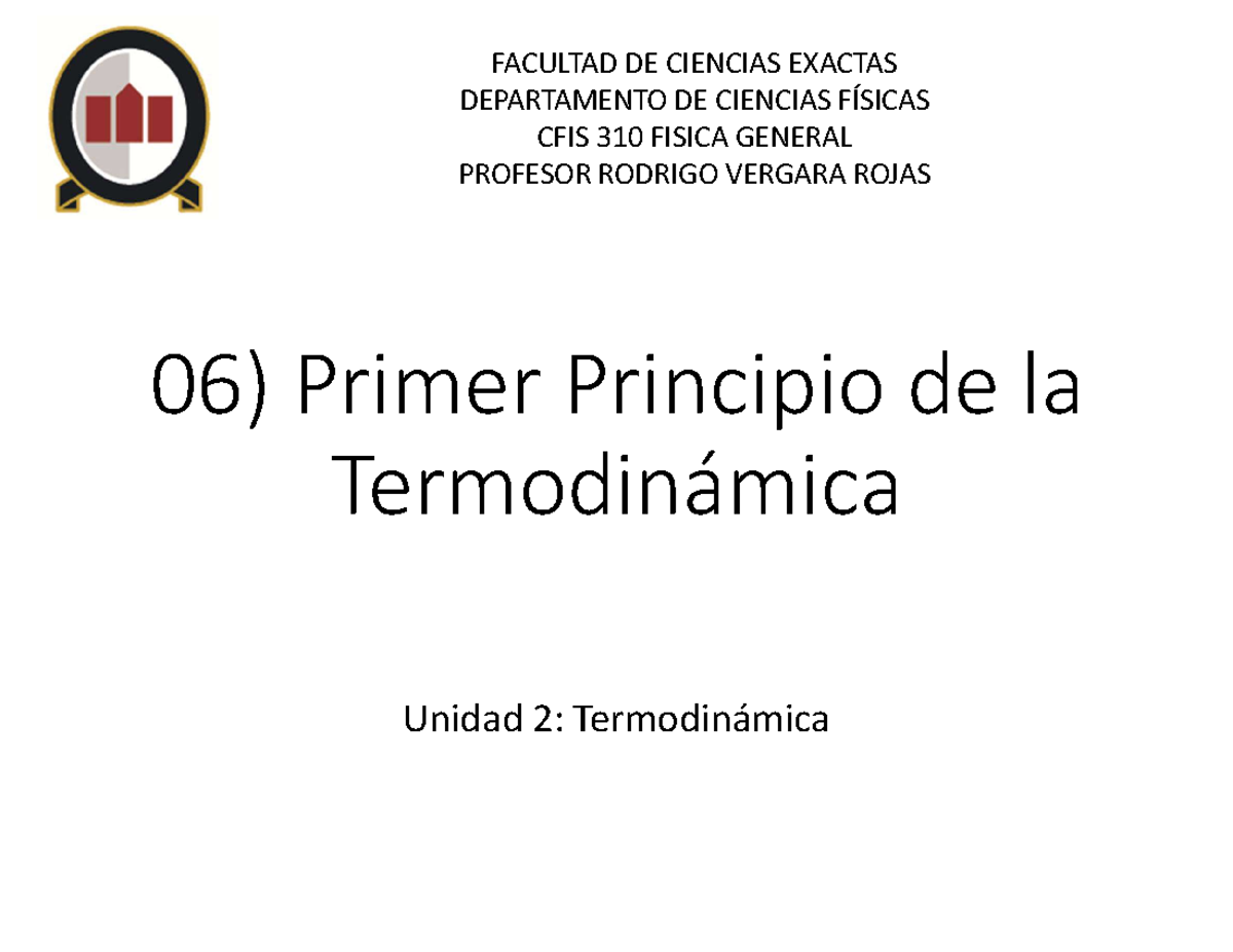 06 Primer Principio De La Termodinámica 06 Primer Principio De La Termodinámica Unidad 2 3116