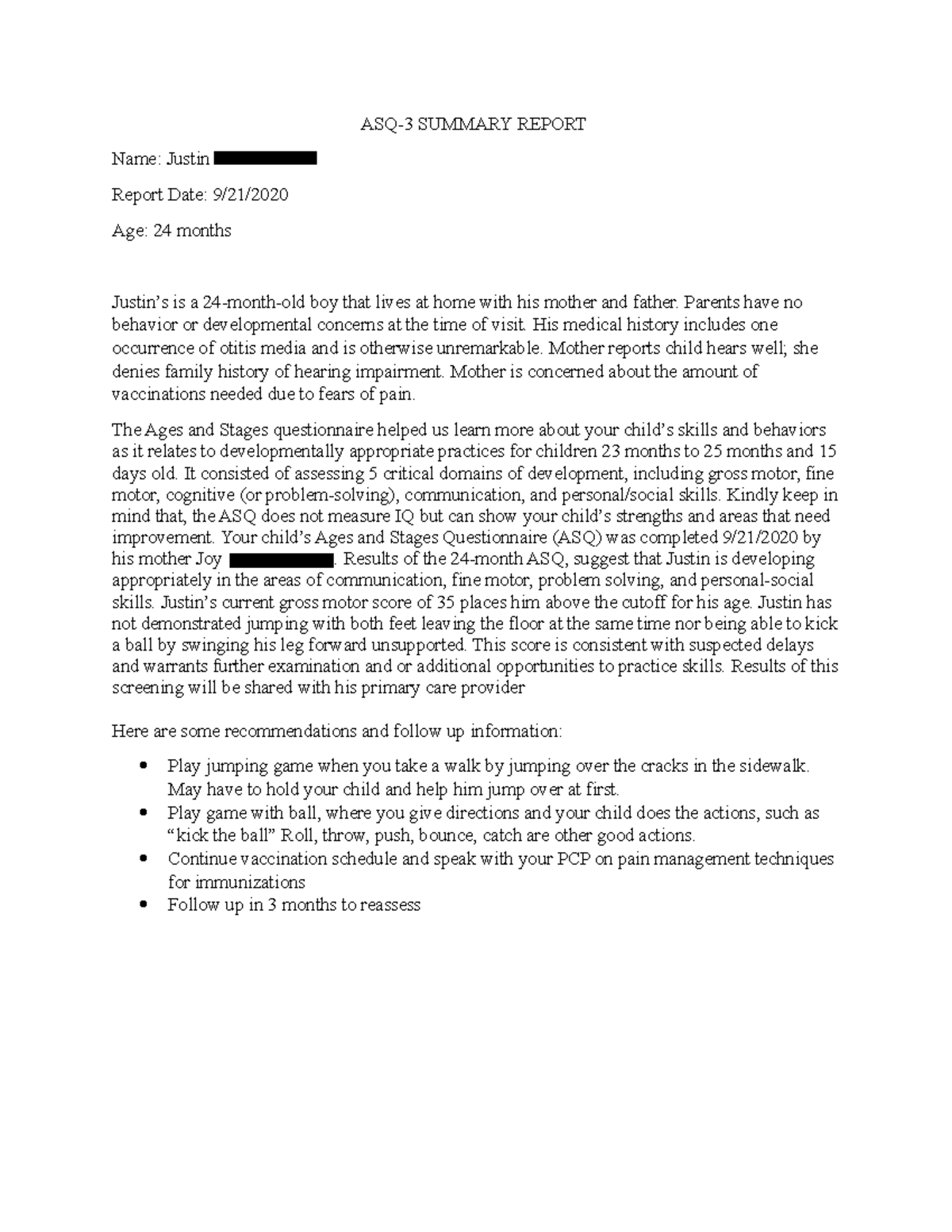 Asq summary ages and stages assessment nurs 3614 twu studocu