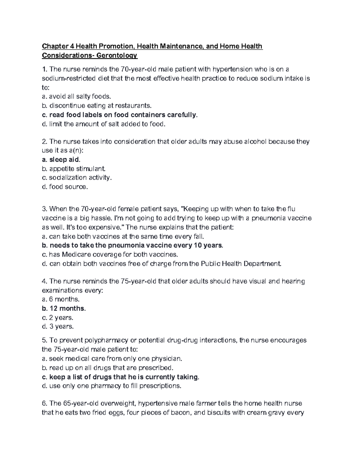 Ch 4 study guide Chapter 4 Health Promotion, Health Maintenance, and