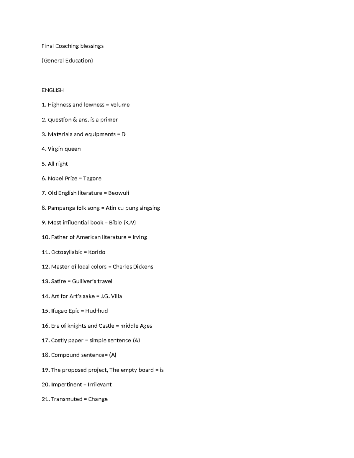 Final Coaching-WPS Office - Final Coaching blessings (General Education ...
