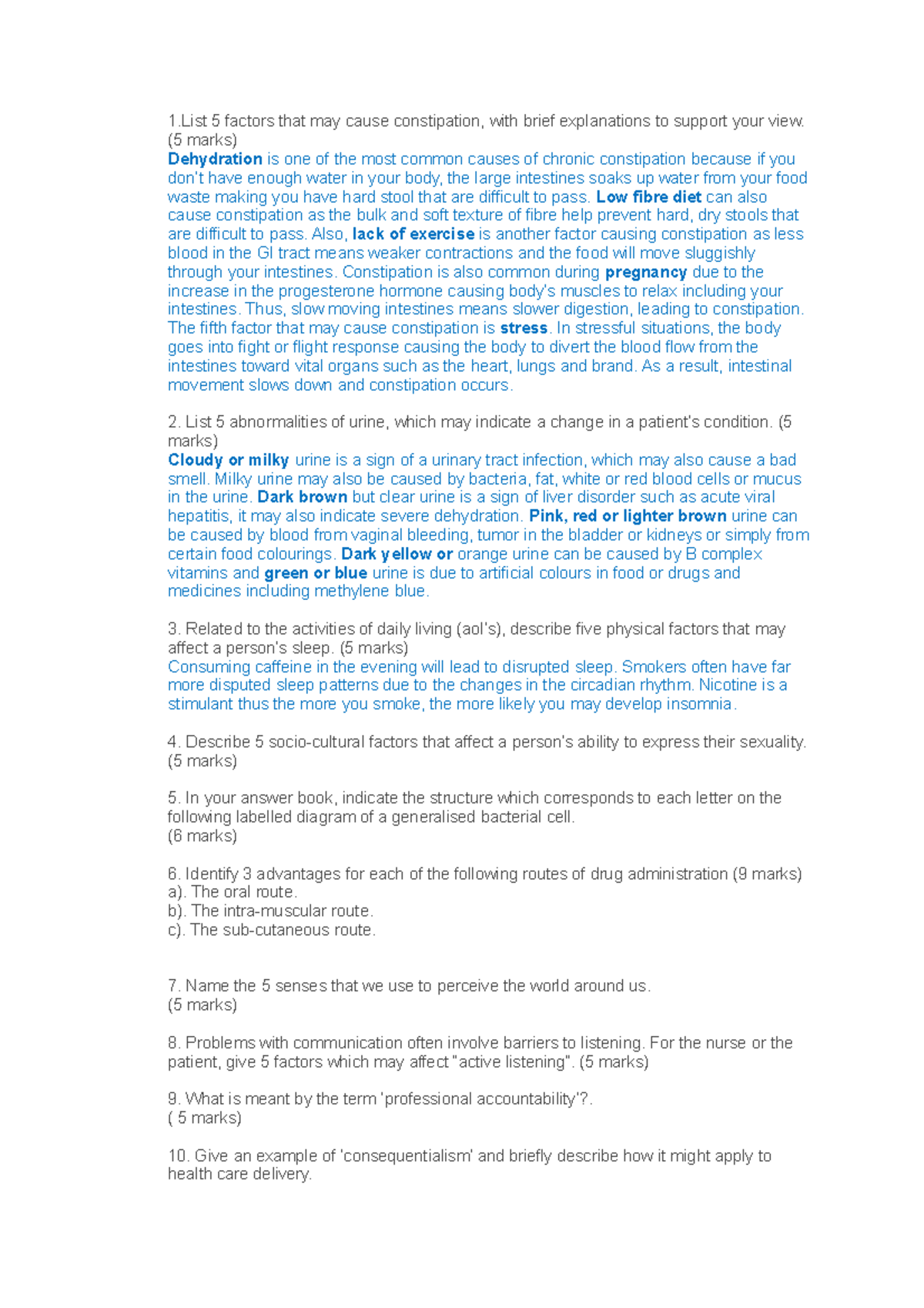 Practice Question - Anatomy and Physiology - 1 5 factors that may cause ...