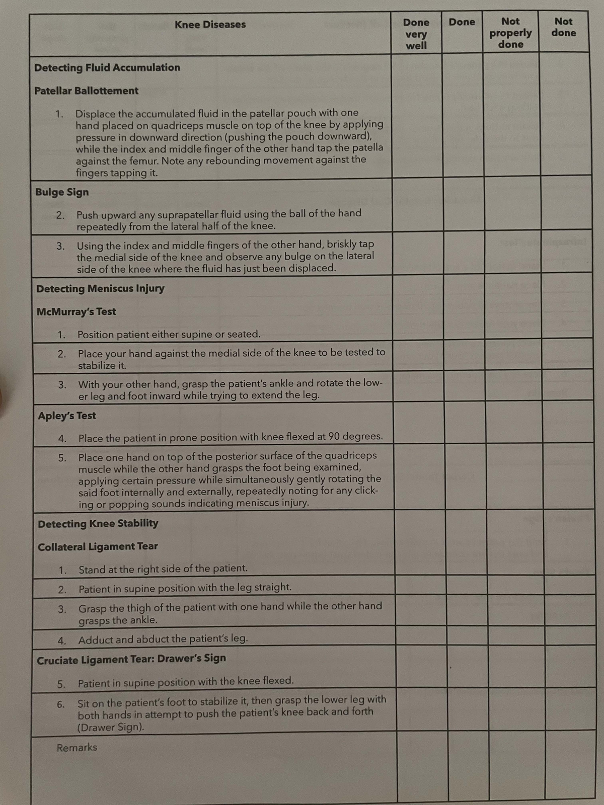 MSK- Checklist - Medical Technology - Studocu