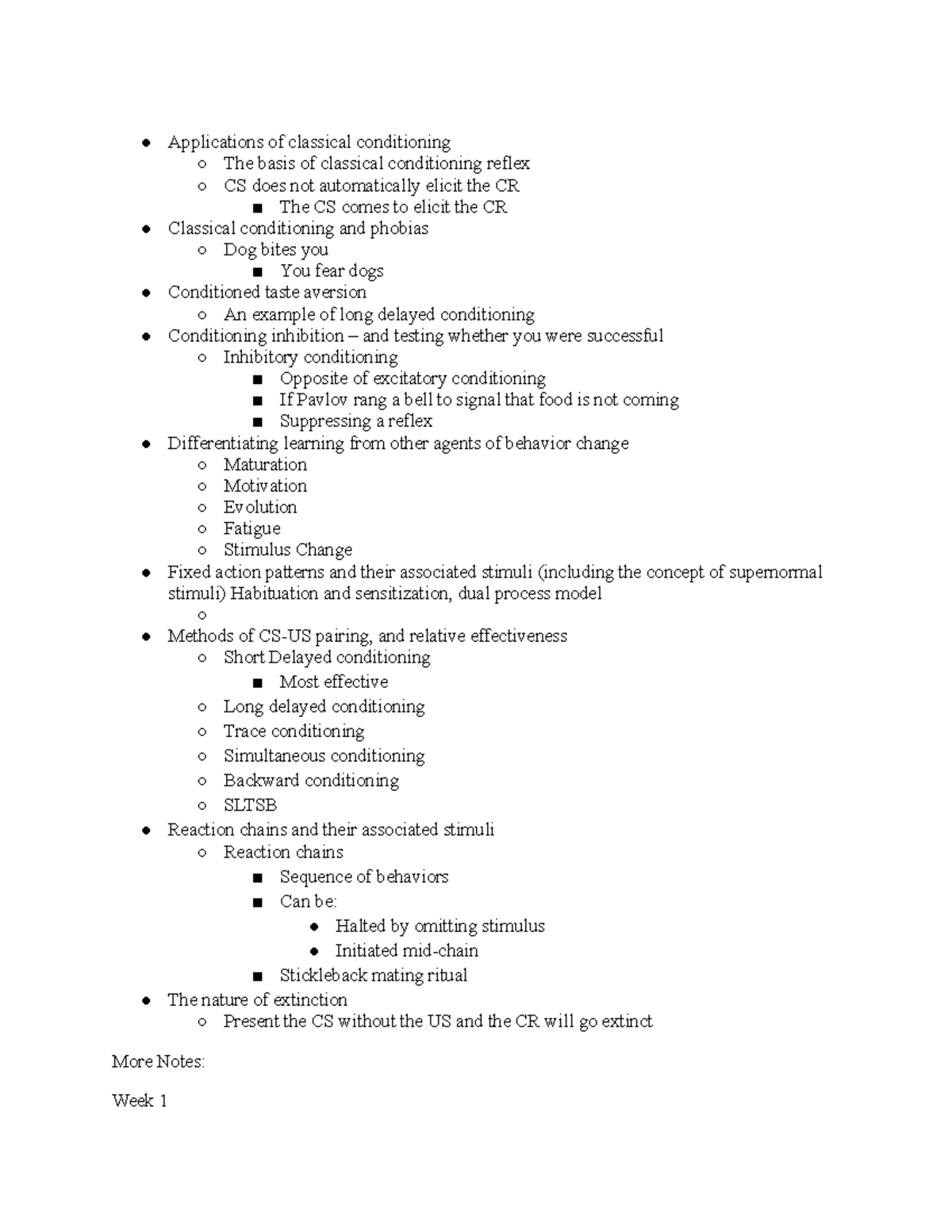 Study Guide 1-2 - Notes - Applications of classical conditioning The ...