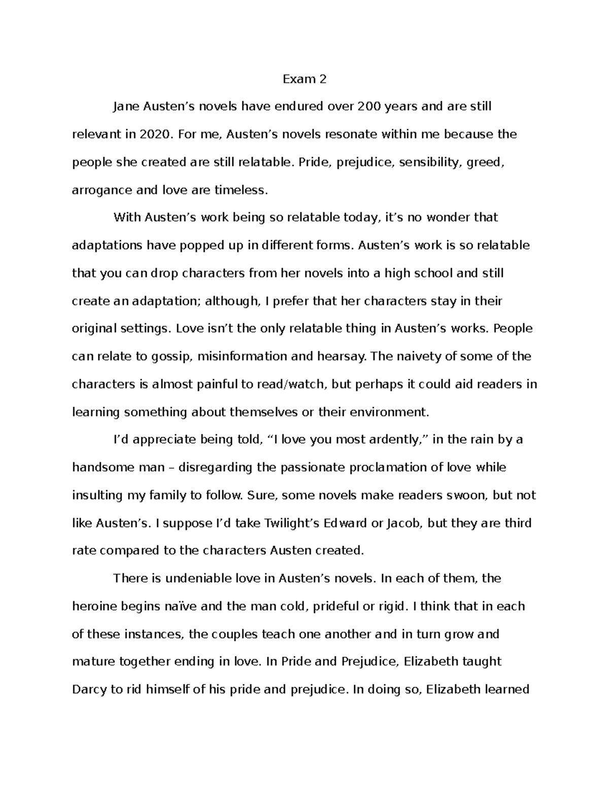 Jane Austen s Work Is Still Relevant Today Exam 2 Jane Austen s