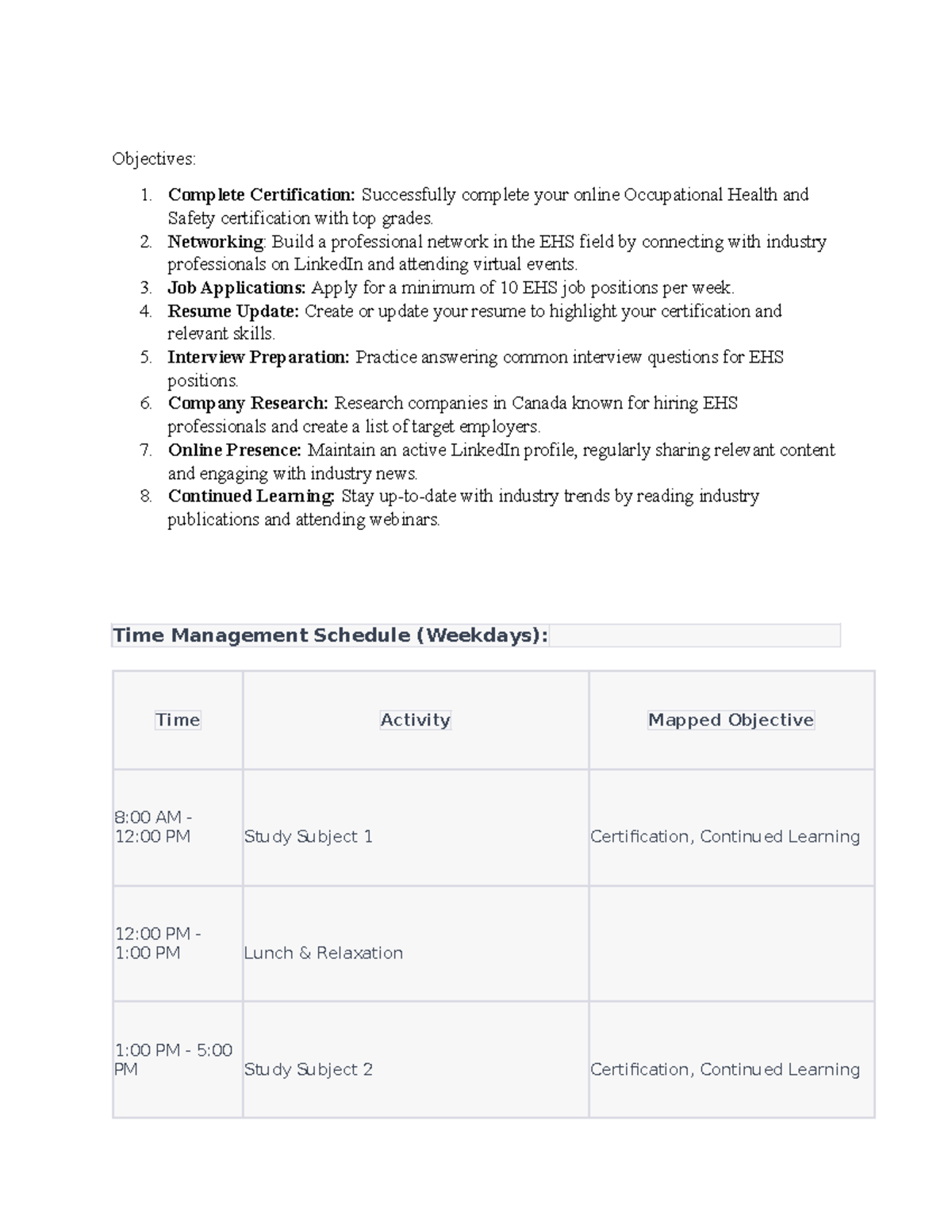 Objectives - dfr bt - Objectives: 1. Complete Certification ...