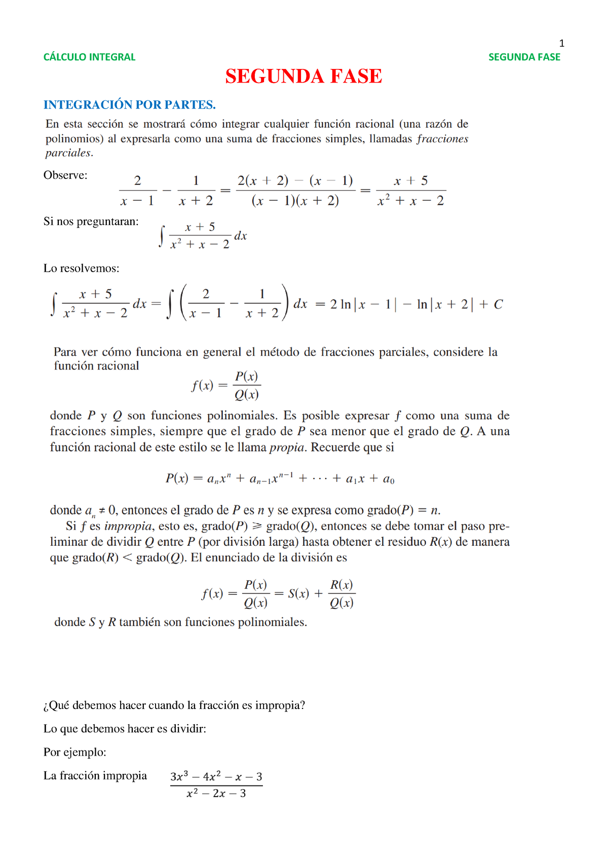 GUÍA DE Prácticas Calculo Integral Segunda FASE - ####### C¡LCULO ...