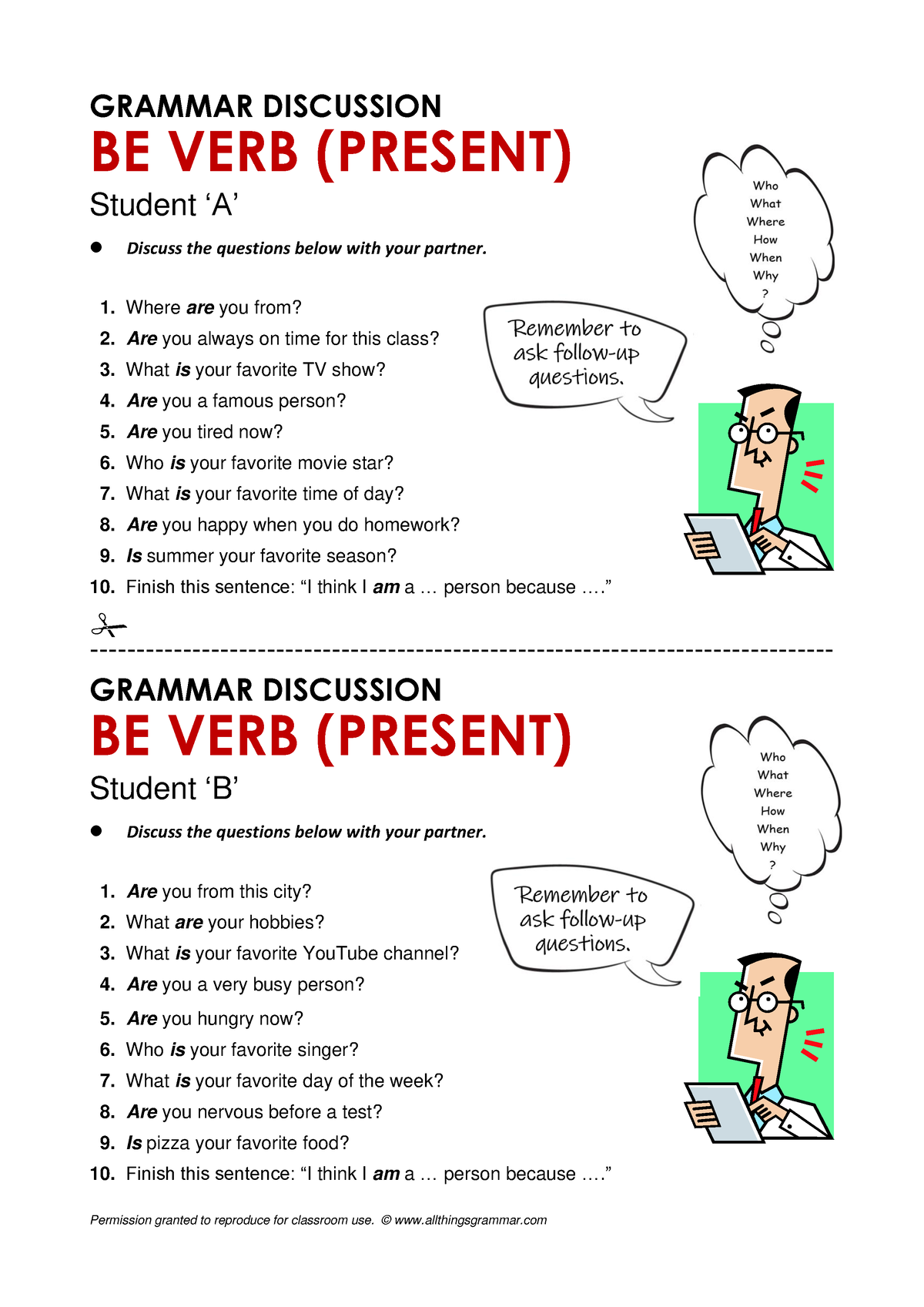 Verb to BE A1 Recurso - GRAMMAR DISCUSSION BE VERB (PRESENT) Student 8A ...