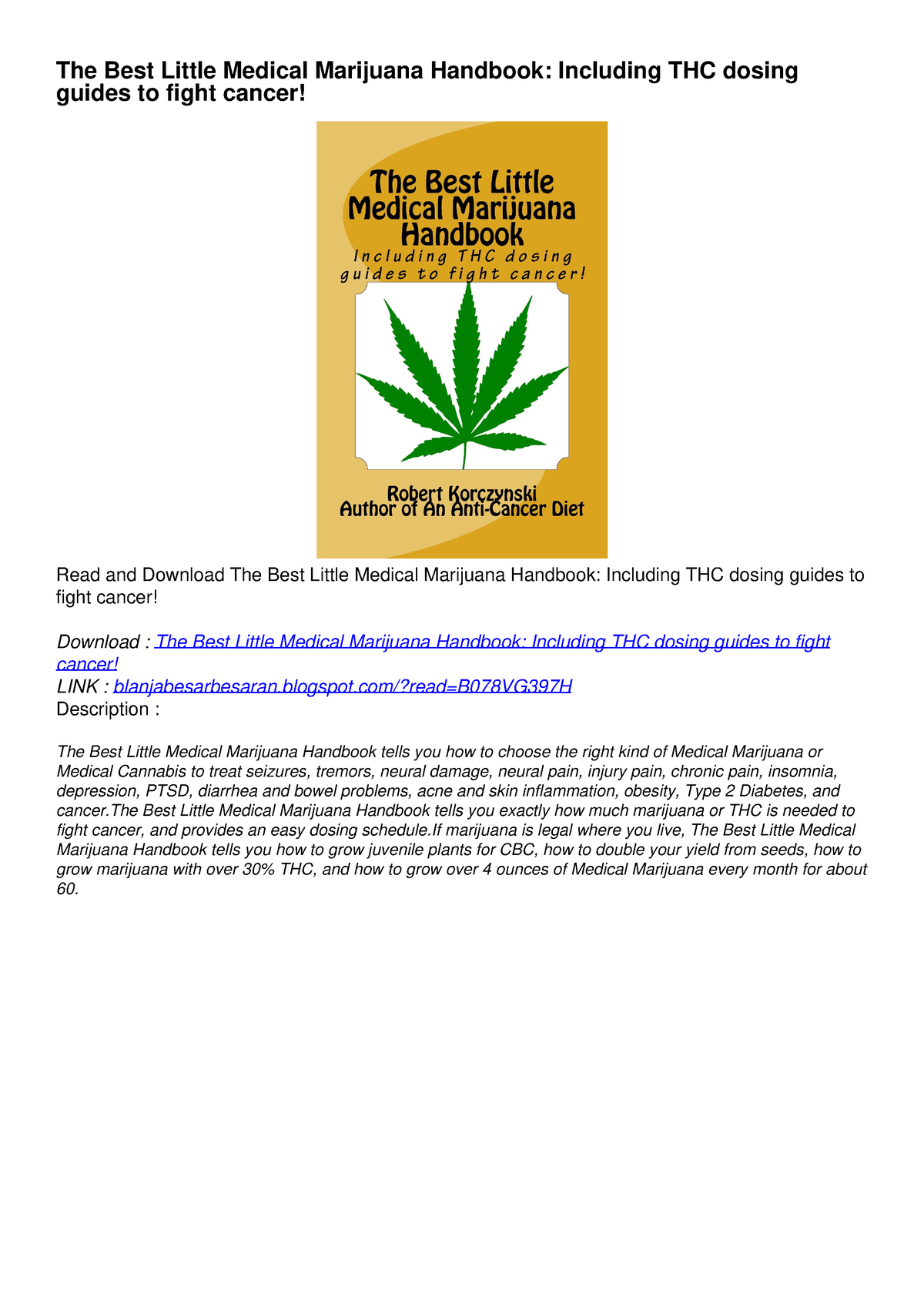 [PDF] READ] Free The Best Little Medical Marijuana Handbook: Including ...