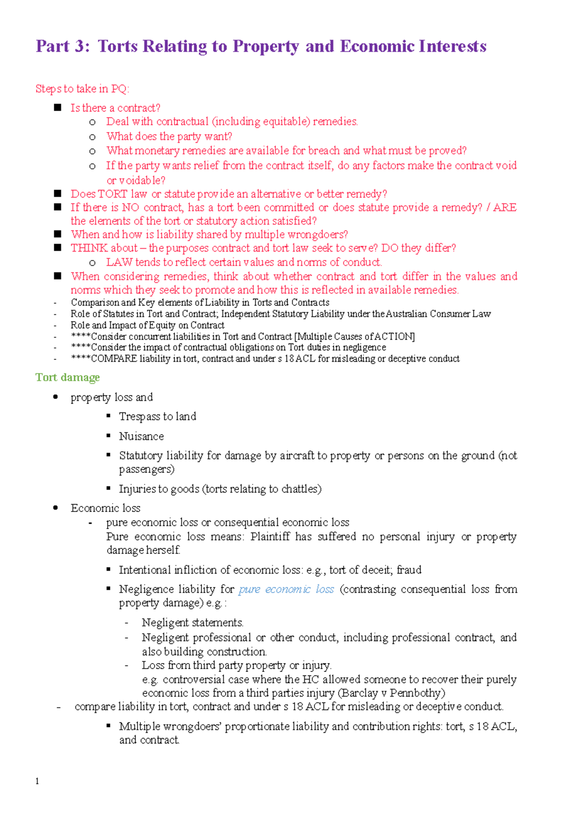 Topic 8 The Tort of Trespass to Land - Part 3: Torts Relating to ...