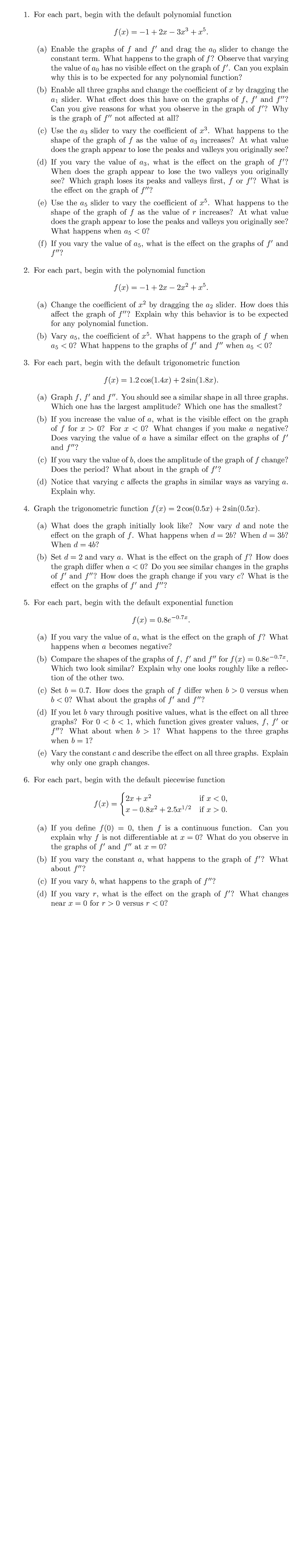 Webassign Exercise work for calculds I - For each part, begin with the ...