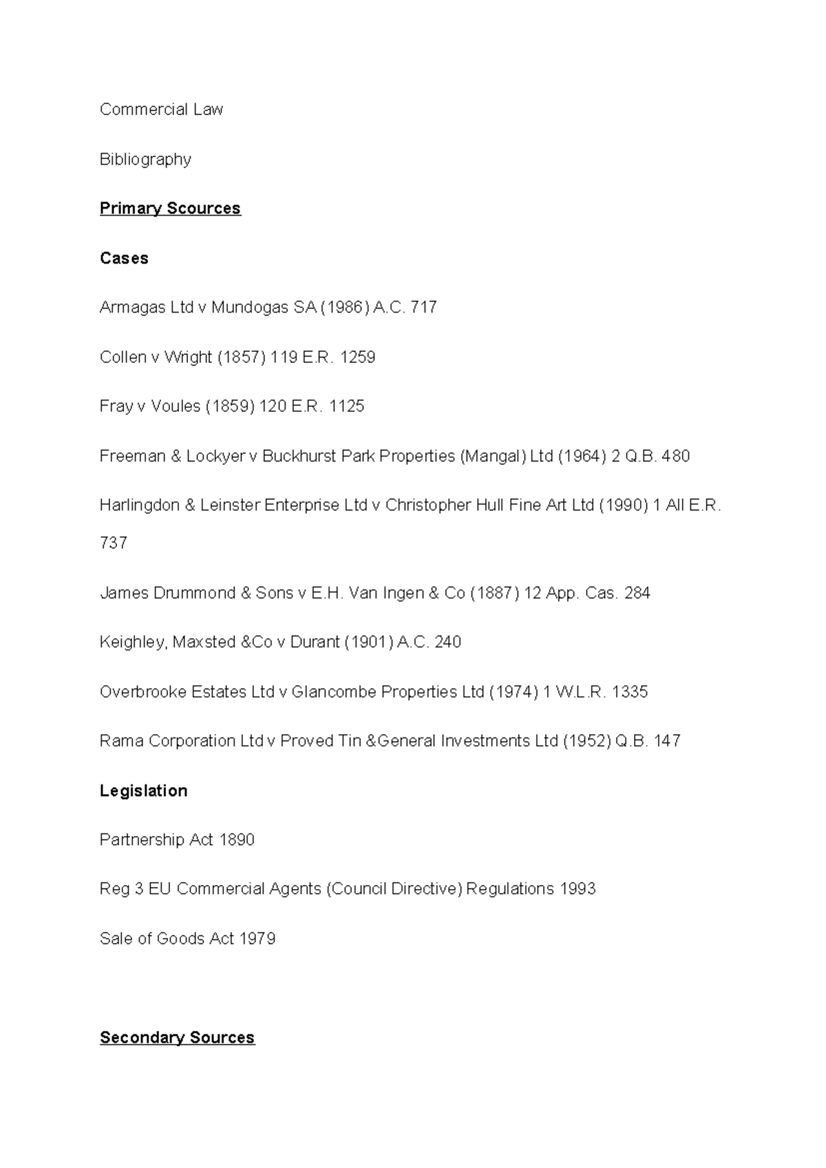 Commercial law presentation bibliography - Commercial Law Bibliography ...