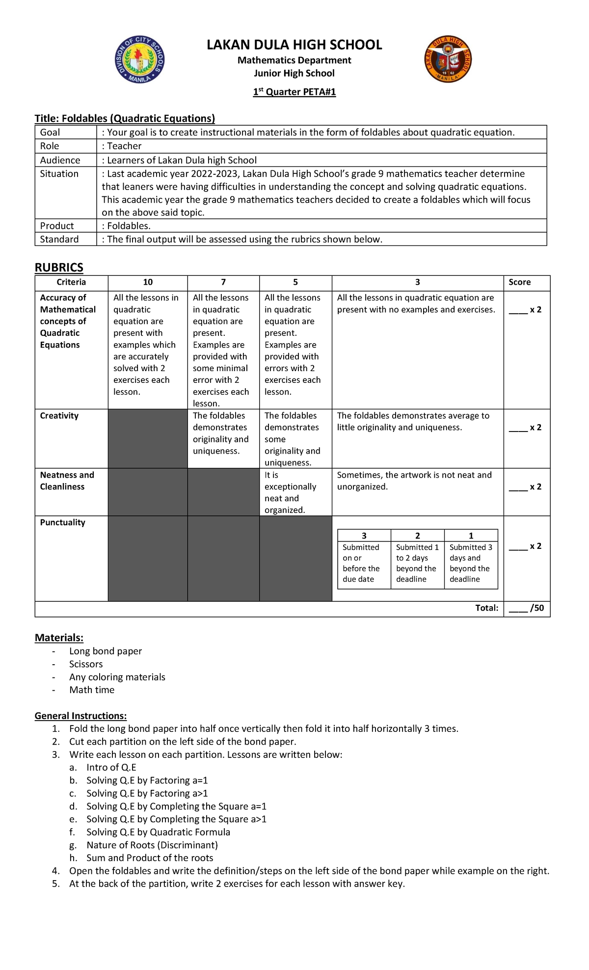 PETA1 - Peta for it class - LAKAN DULA HIGH SCHOOL Mathematics ...