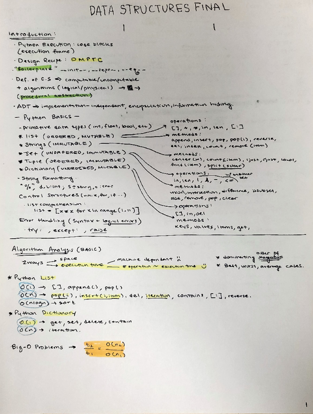 Data Structures Summary Notes - DATA STRUCTURES FINAL Atro ducton ...