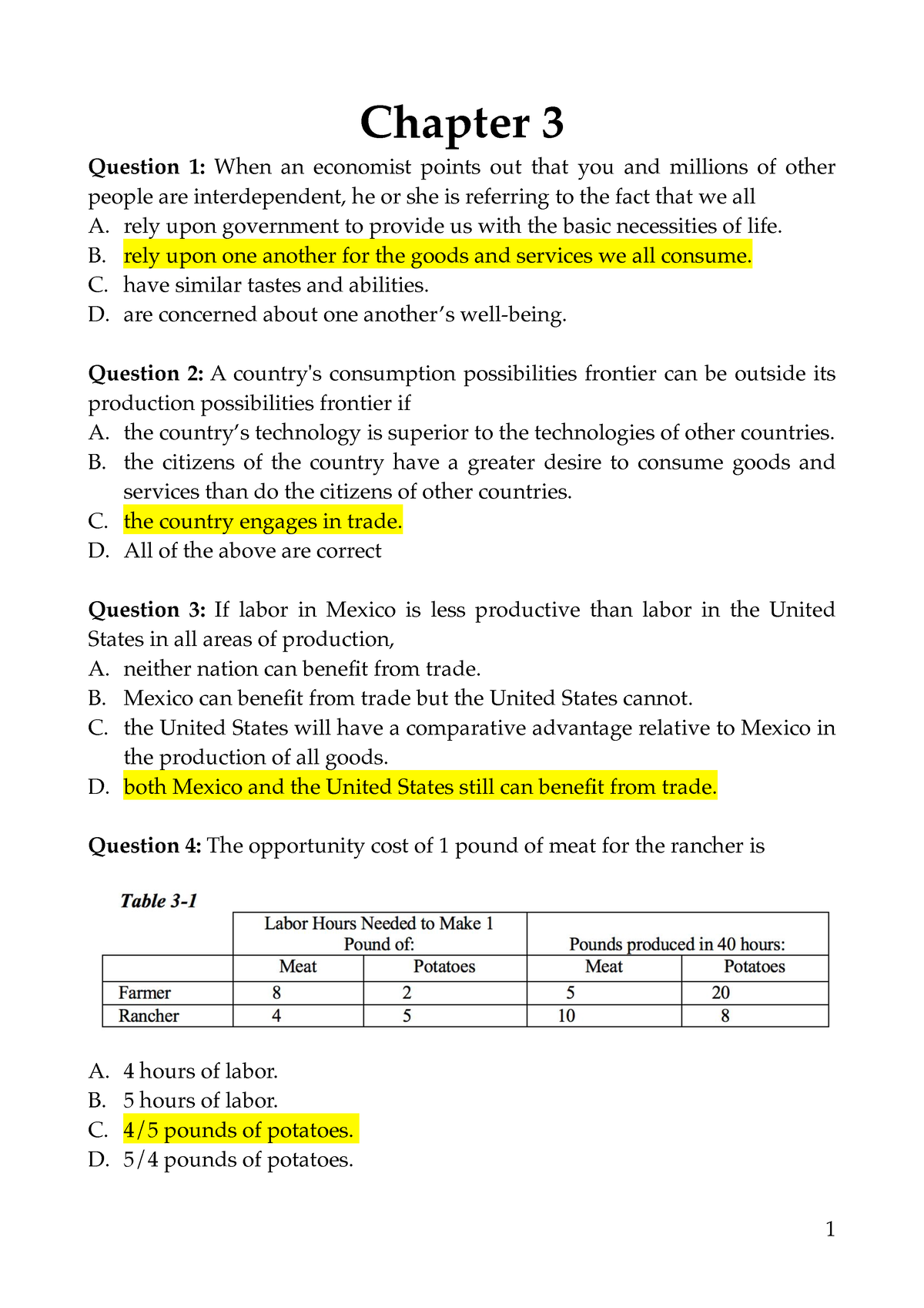 microeconomics chapter 3 homework