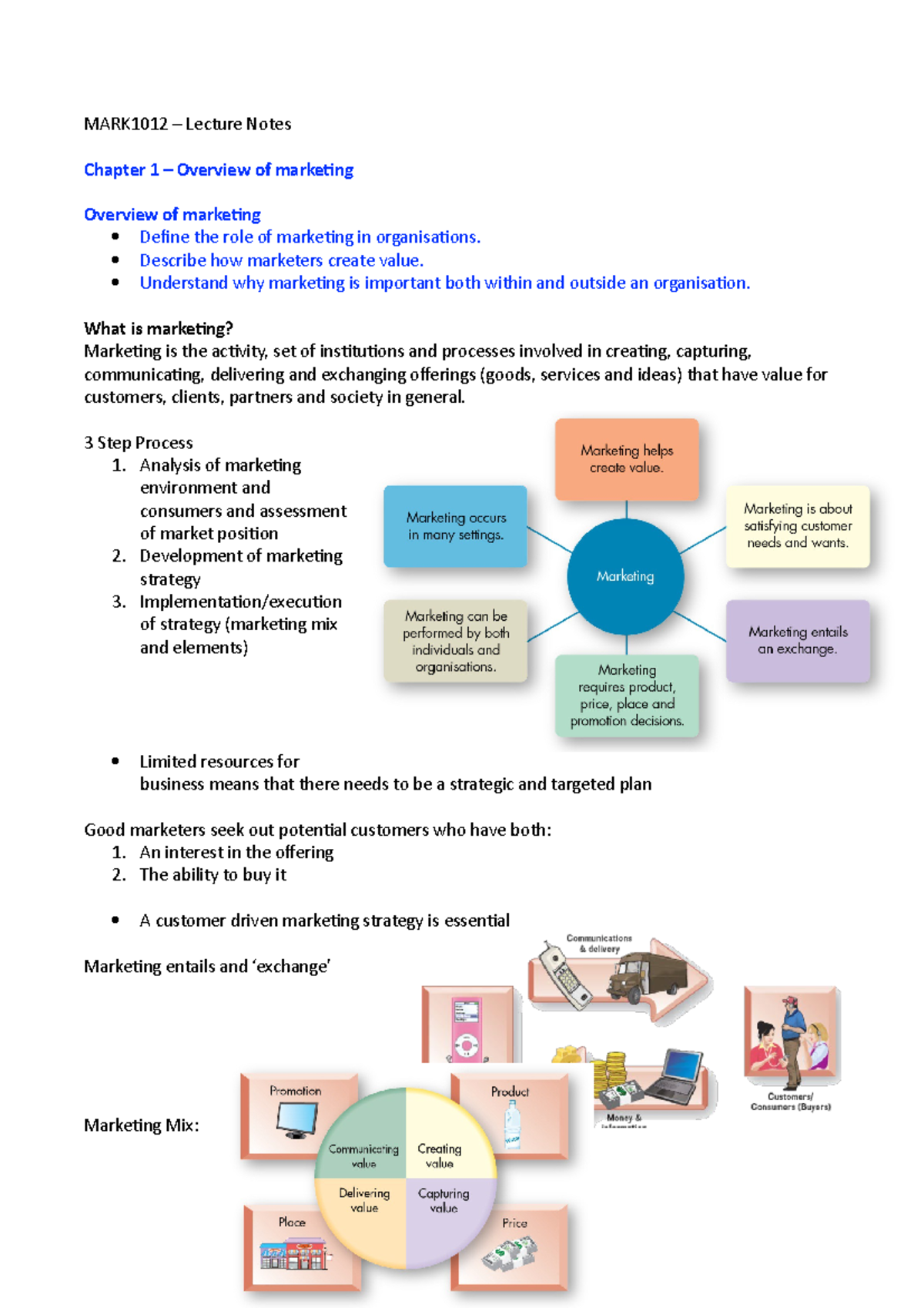 MARK1012 – Lecture Notes - MARK1012 – Lecture Notes Chapter 1 ...