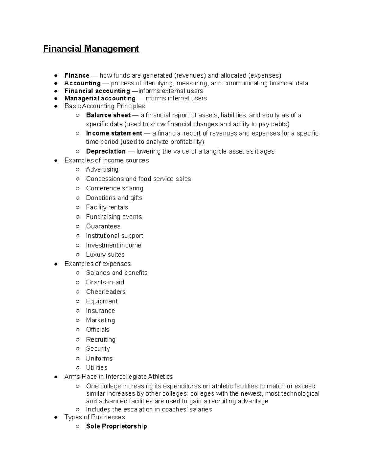 Sports Mangemnet Financial Management - Financial Management Finance ...
