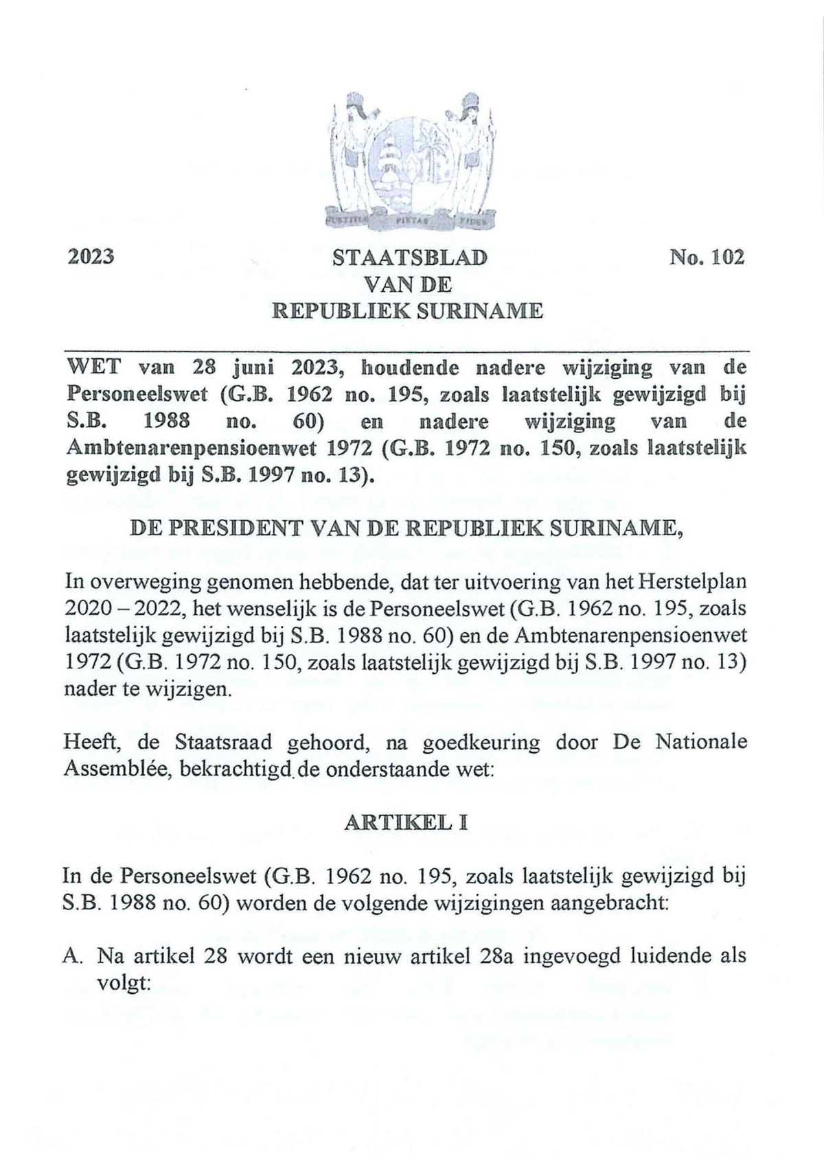 Wet Personeelswet En Ambtenarenpensioenwet 1972 Wijziging S.B - 2023 ...