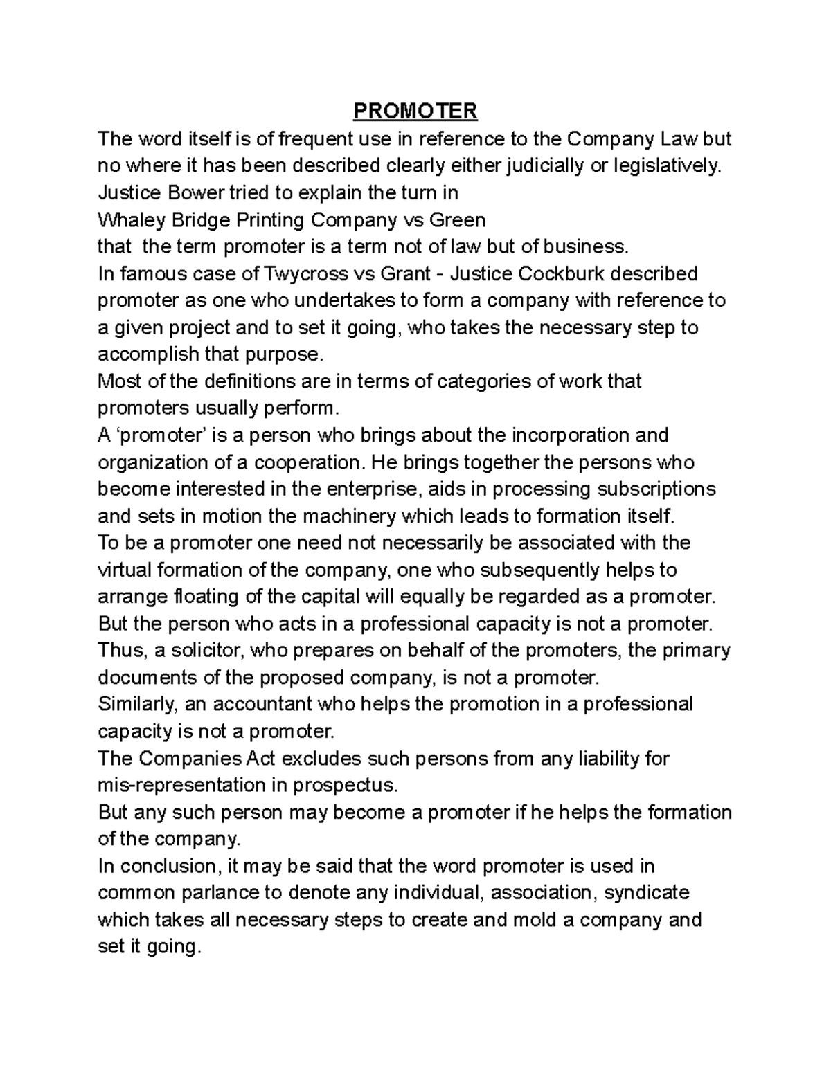 Promoter PROMOTER The word itself is of frequent use in reference to