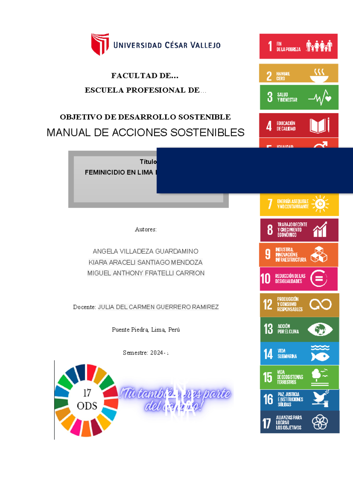 Manual de acciones sostenibles ODS (2) (1) - FACULTAD DE... ESCUELA ...