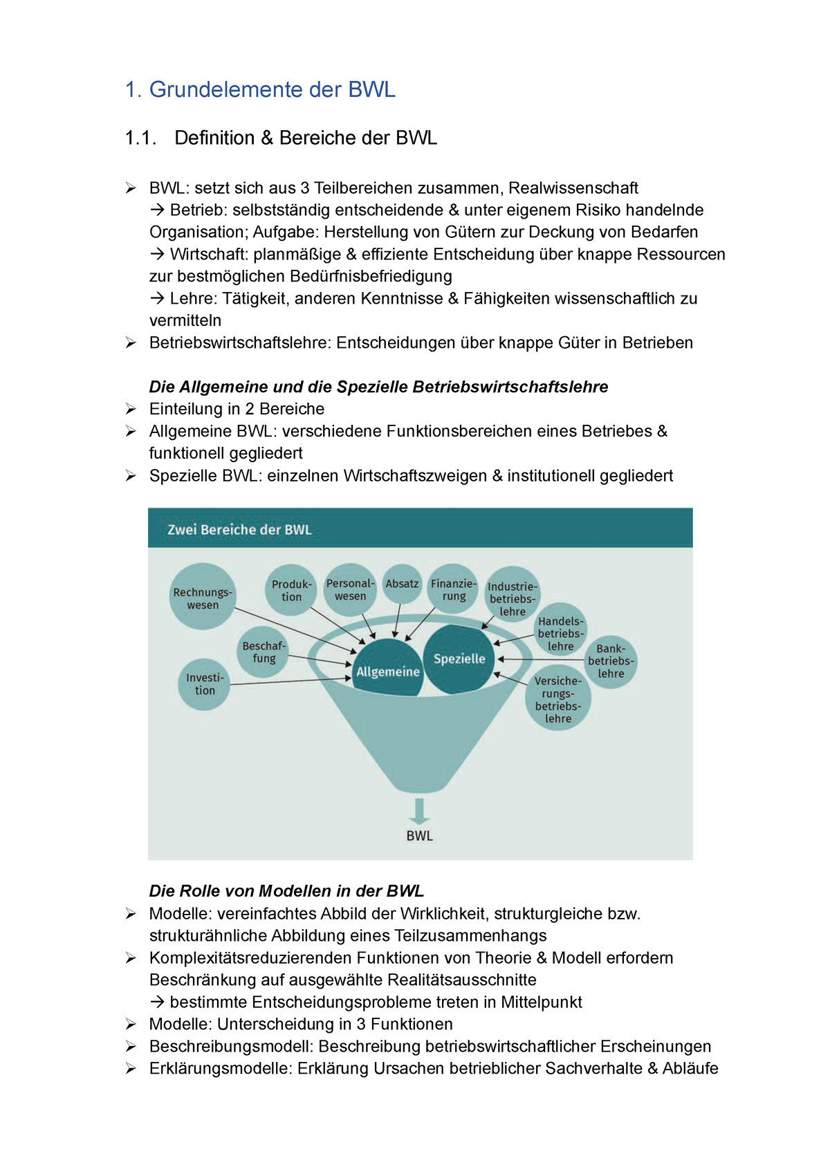 Lektion 1 - 1. Grundelemente Der BWL 1. Definition & Bereiche Der BWL ...