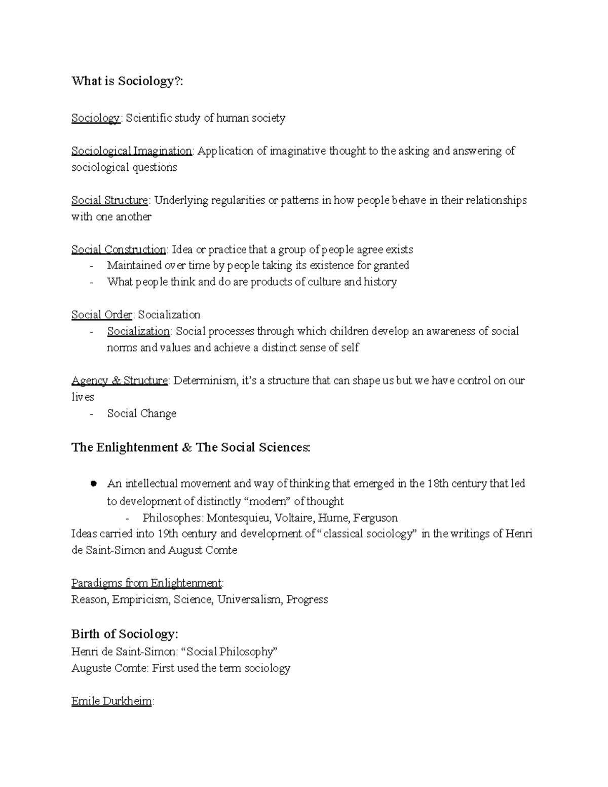 SOC200 Chapter 1 notes - What is Sociology?: Sociology: Scientific ...