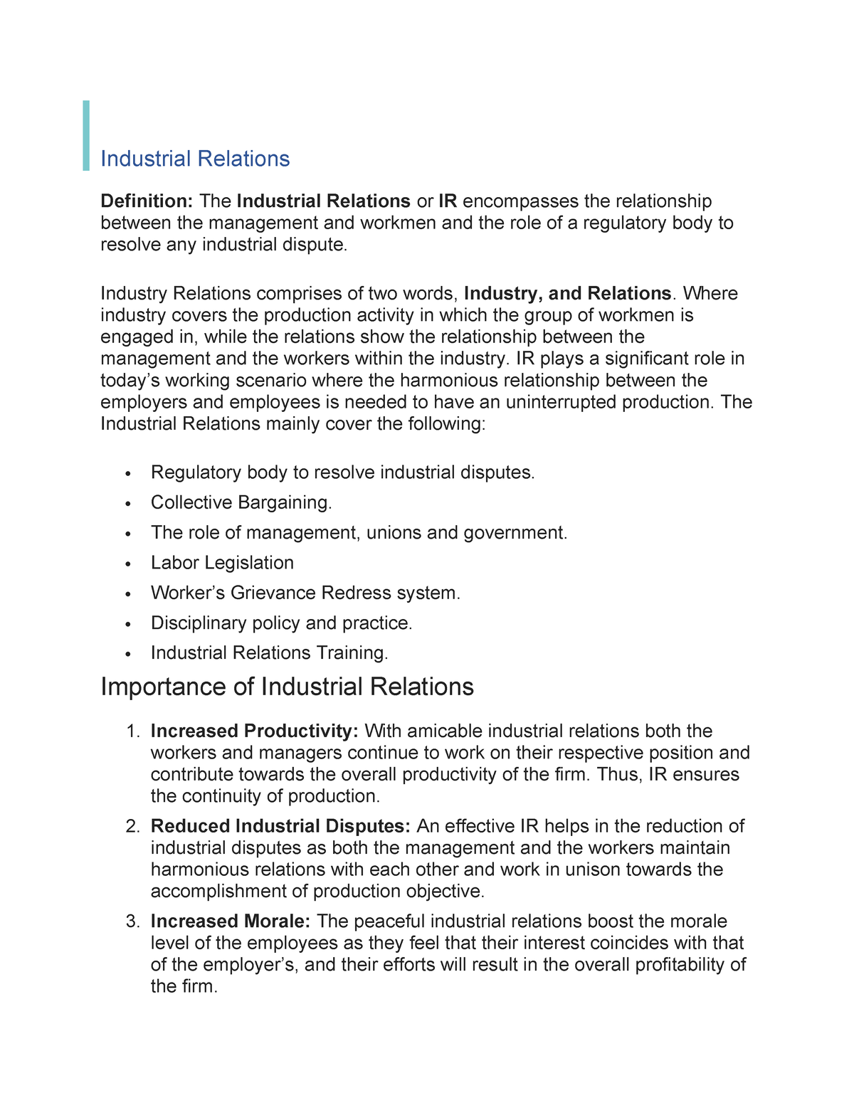 summary-of-industrial-relations-industrial-relations-definition