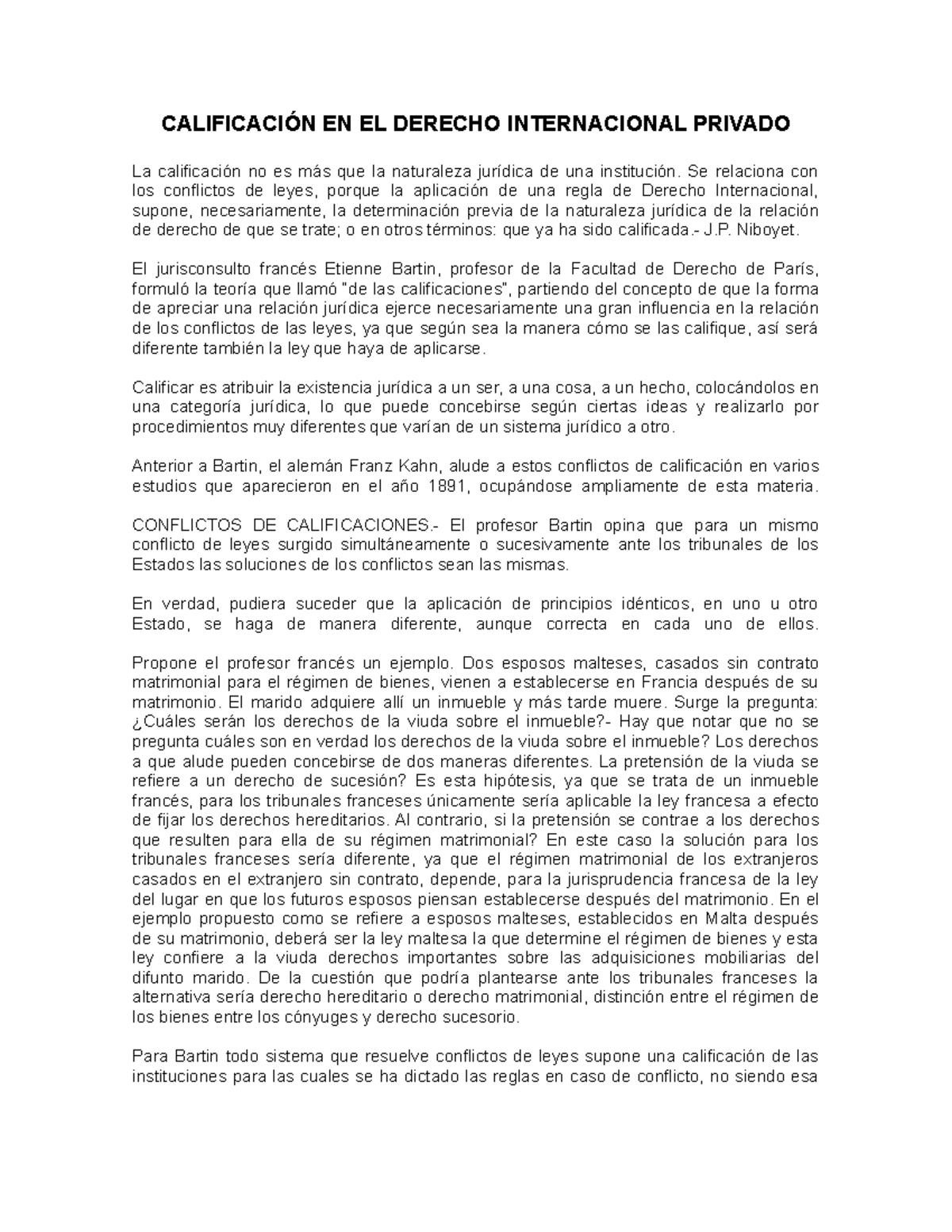 Derecho Internacional Privado Conflicto De Leyes