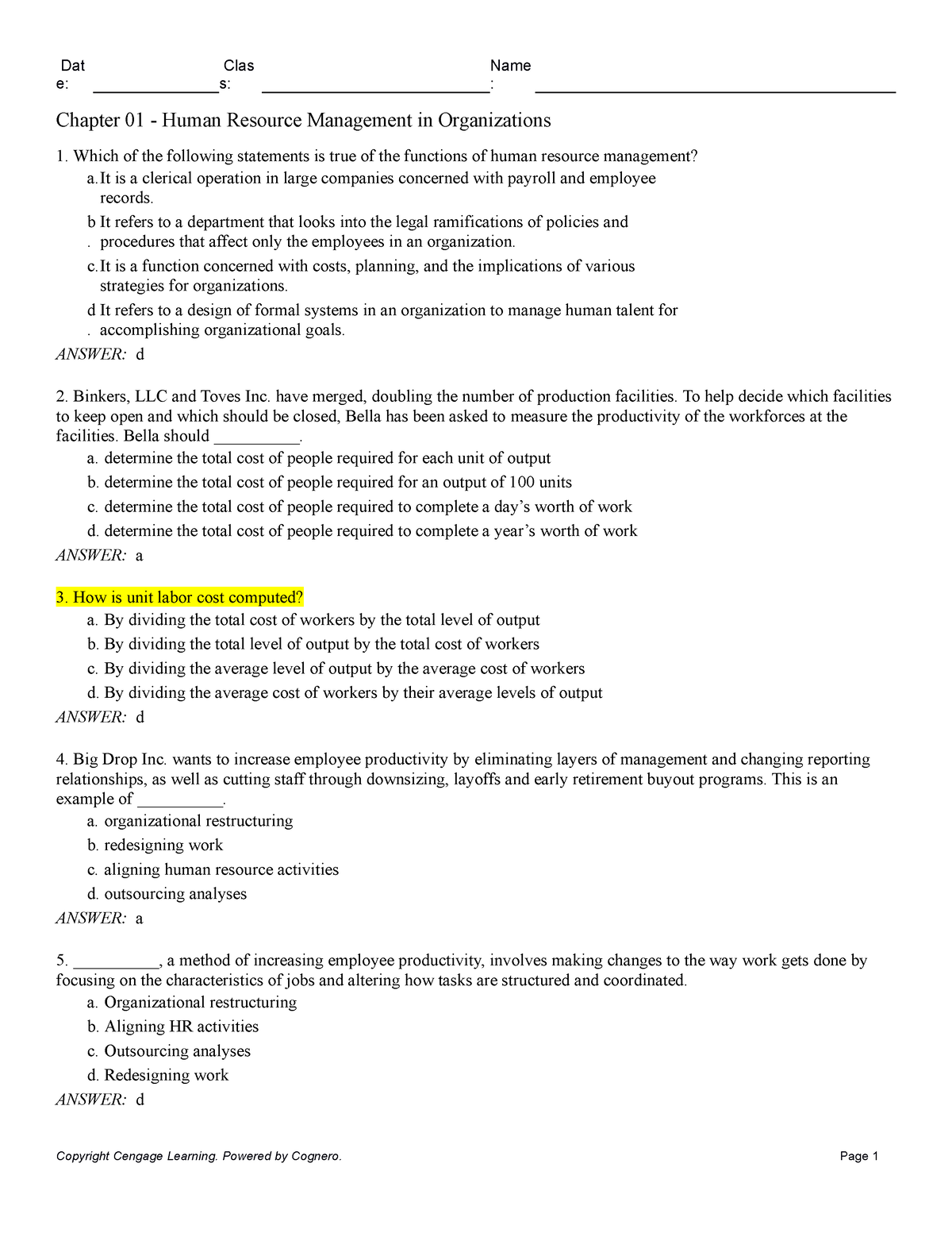 Chapter 01 Human Resource Management in Organizations - : s: e: Chapter ...