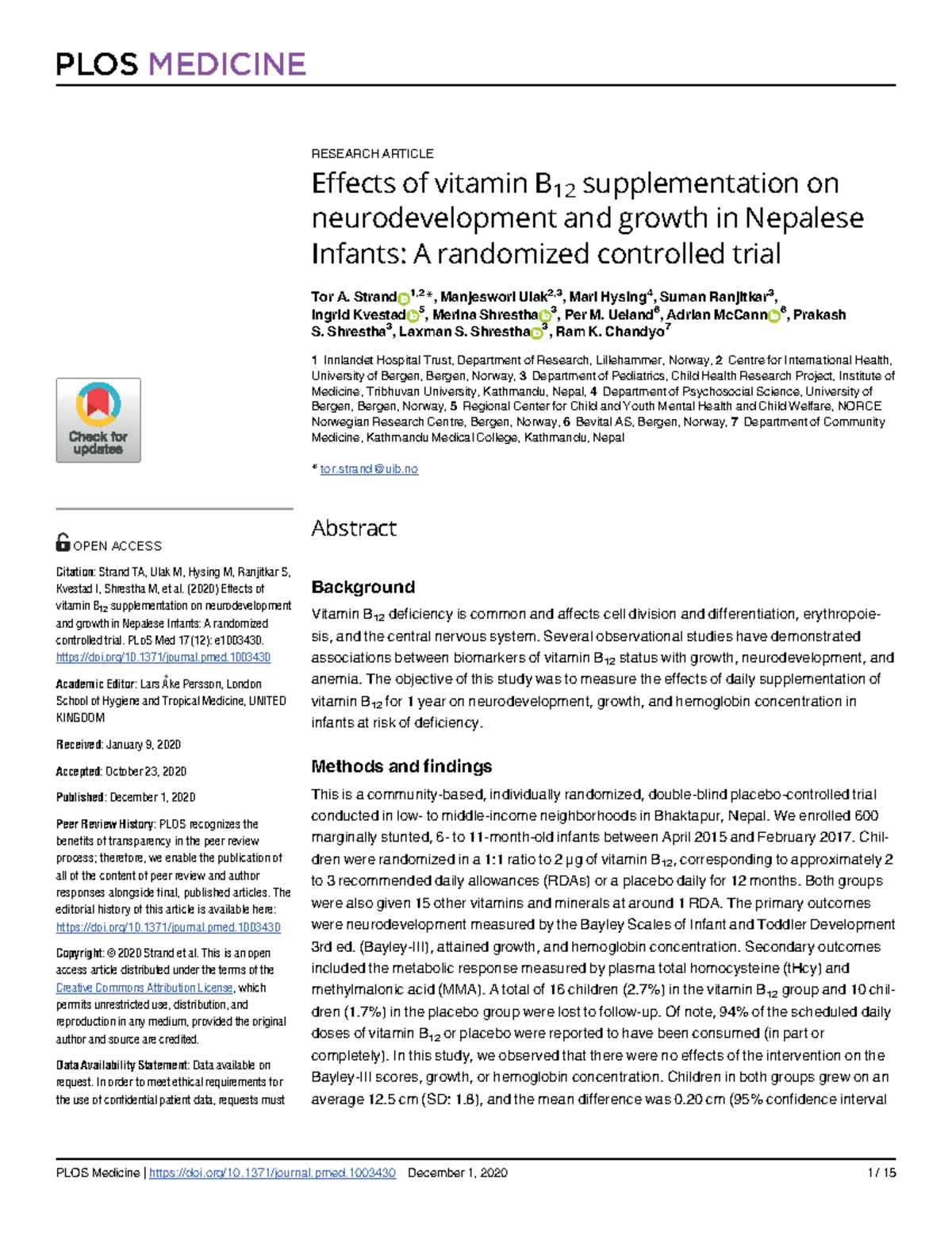 Jurnal Vit B - VITAMIN B - RESEARCH ARTICLE Effects Of Vitamin B 12 ...