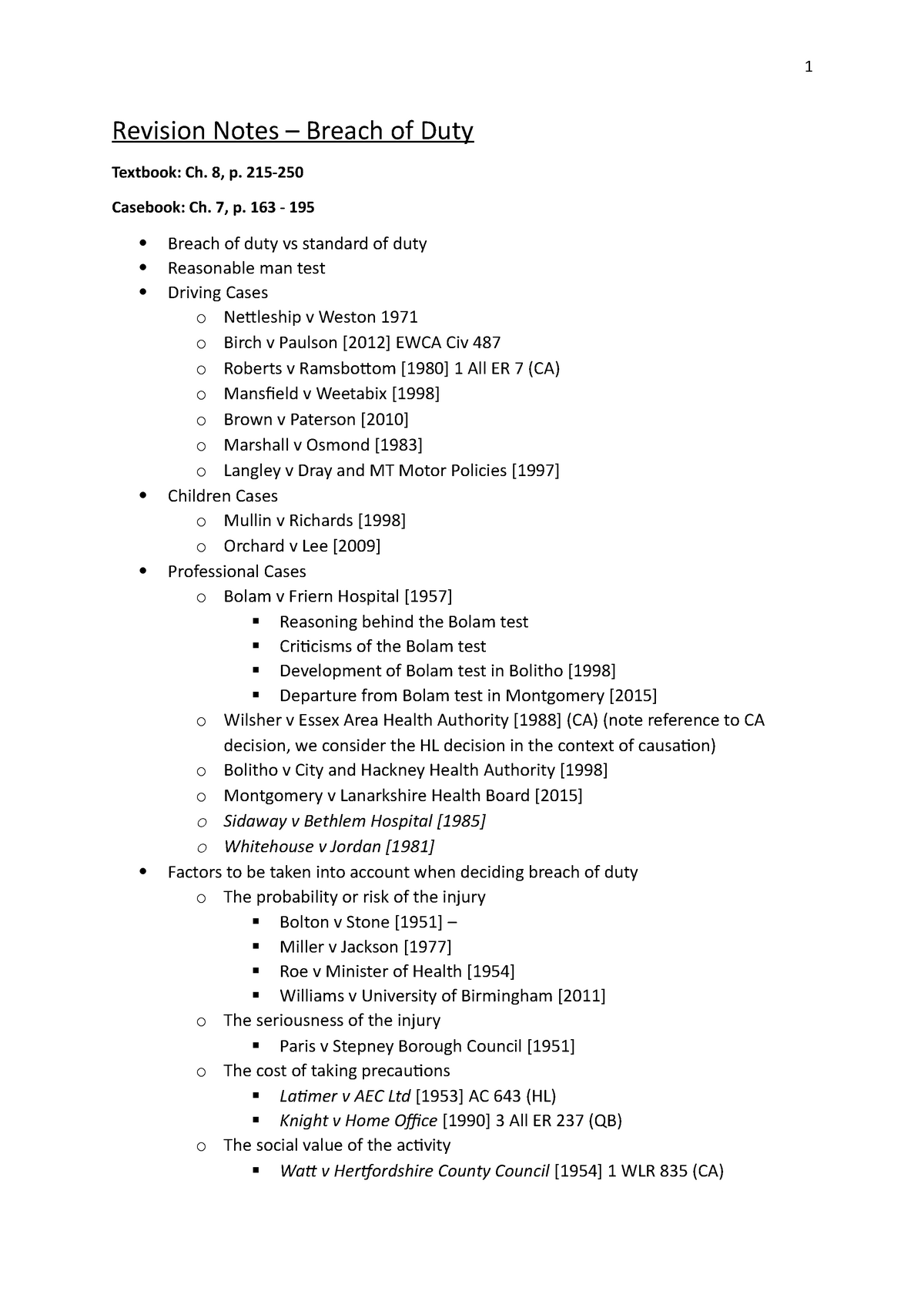 revision-notes-breach-of-duty-1-revision-notes-breach-of-duty