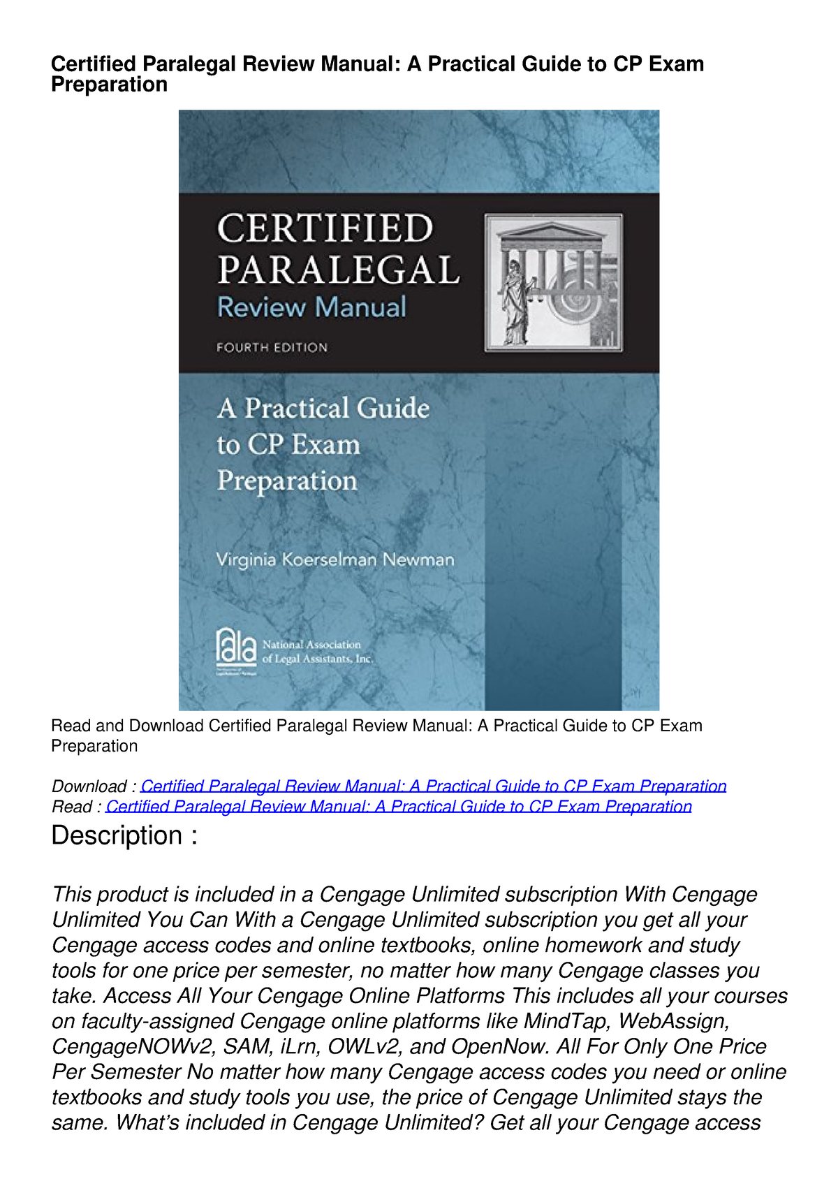 EBOOK Certified Paralegal Review Manual: A Practical Guide To CP Exam ...